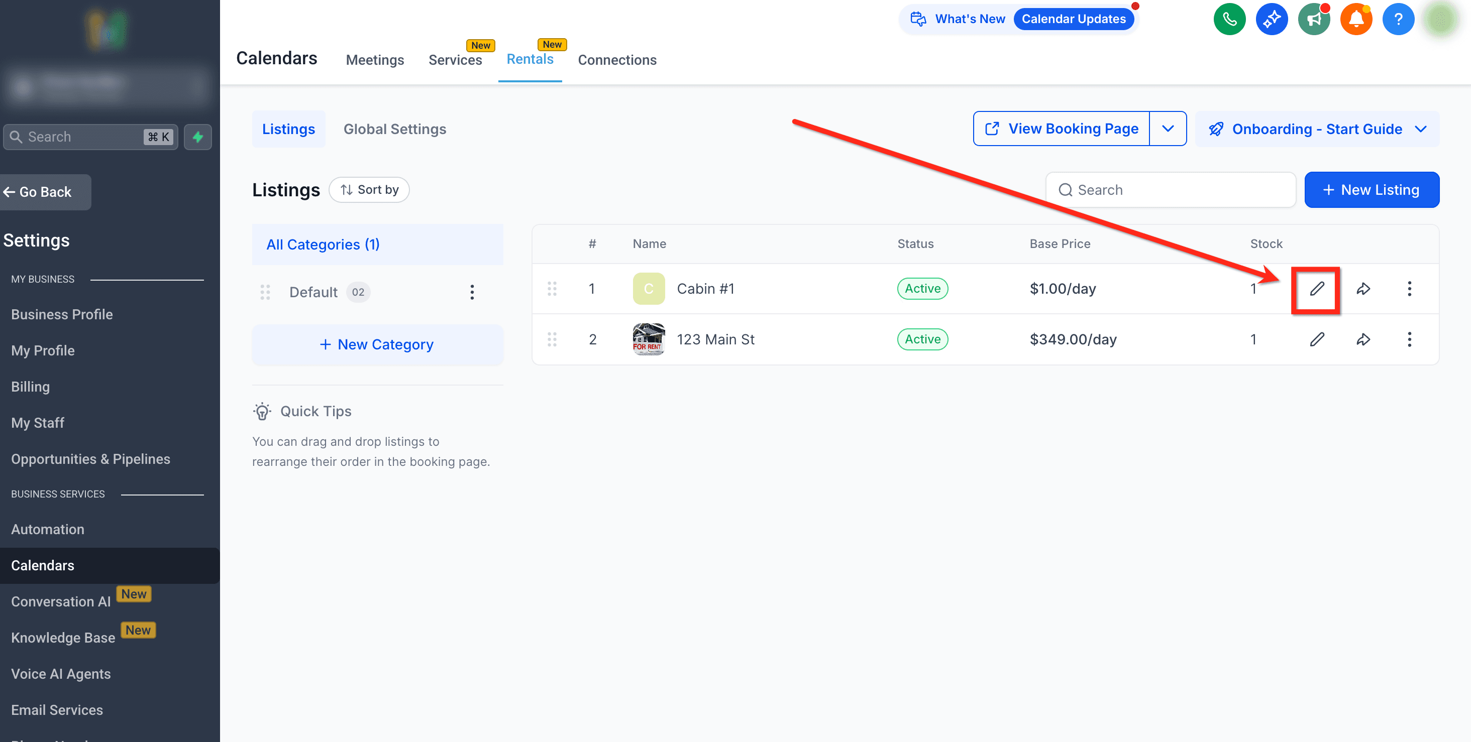 Schermata 6 — Creare e Modificare le Listings
