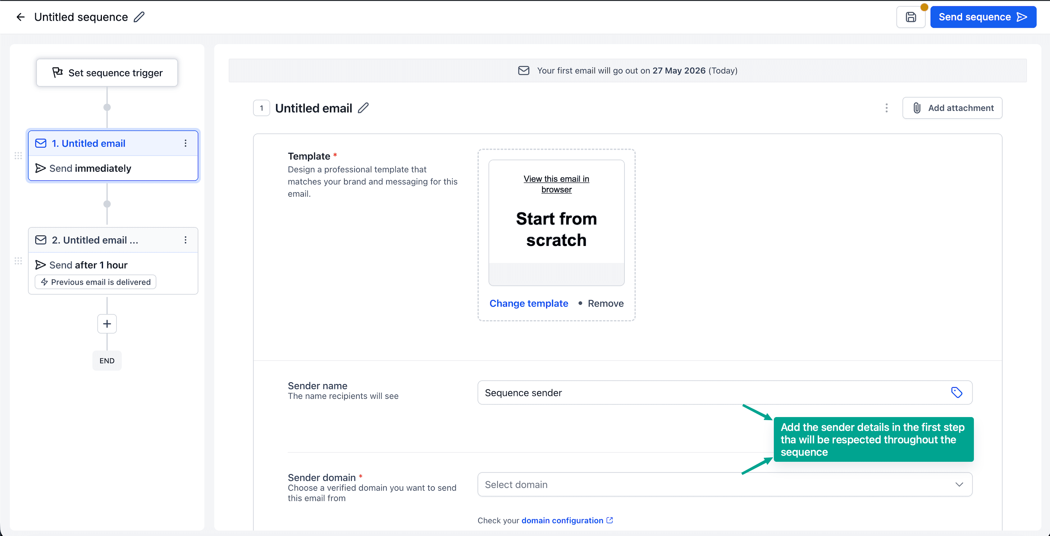 Schermata 5 — Come creare una sequenza email?