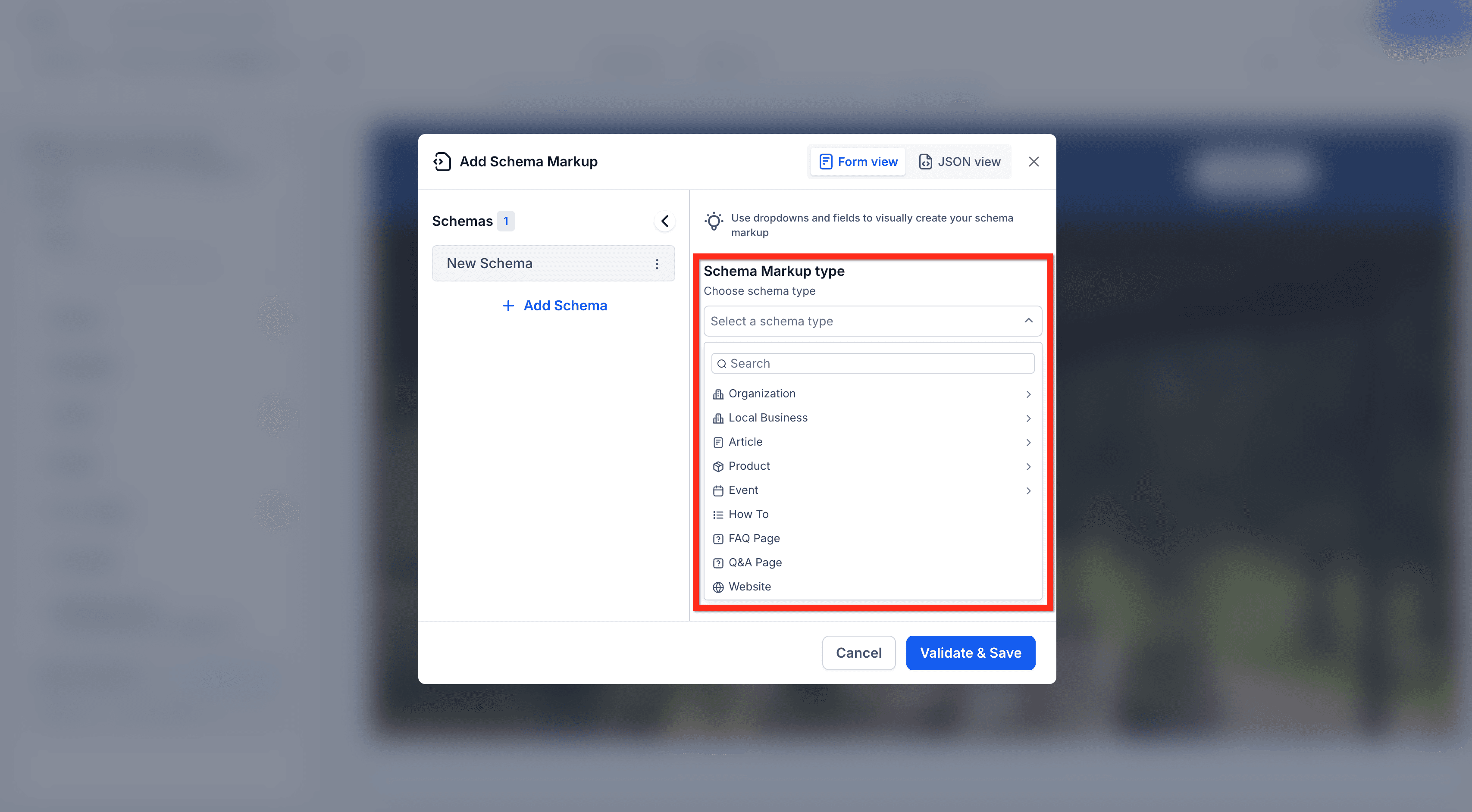 Schermata 7 — Come aggiungere manualmente Schema Markup in Funnel e Siti Web
