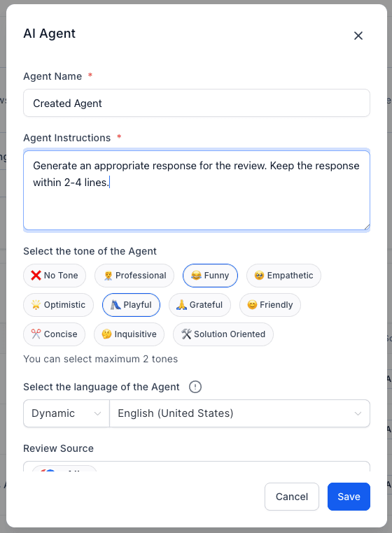 Schermata 2 — Guida introduttiva agli AI Agent per le Recensioni