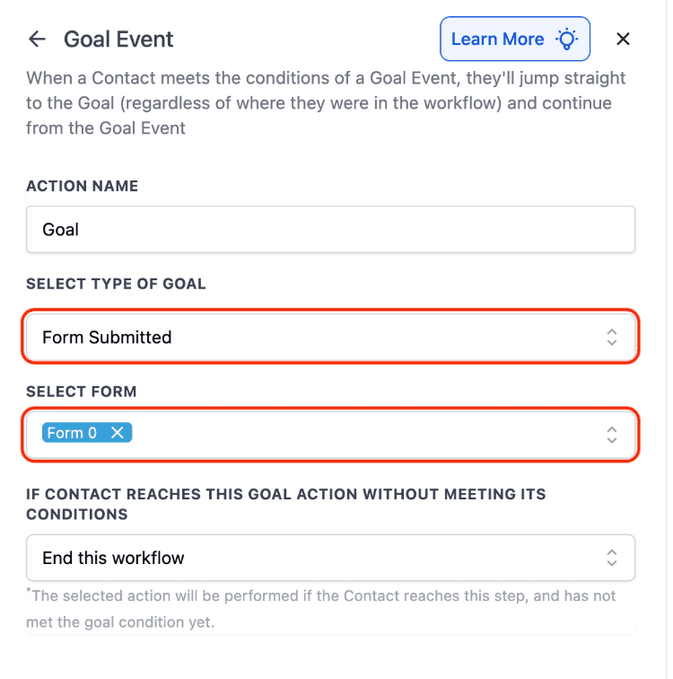 Schermata 1 — Azione Workflow - Goal Event