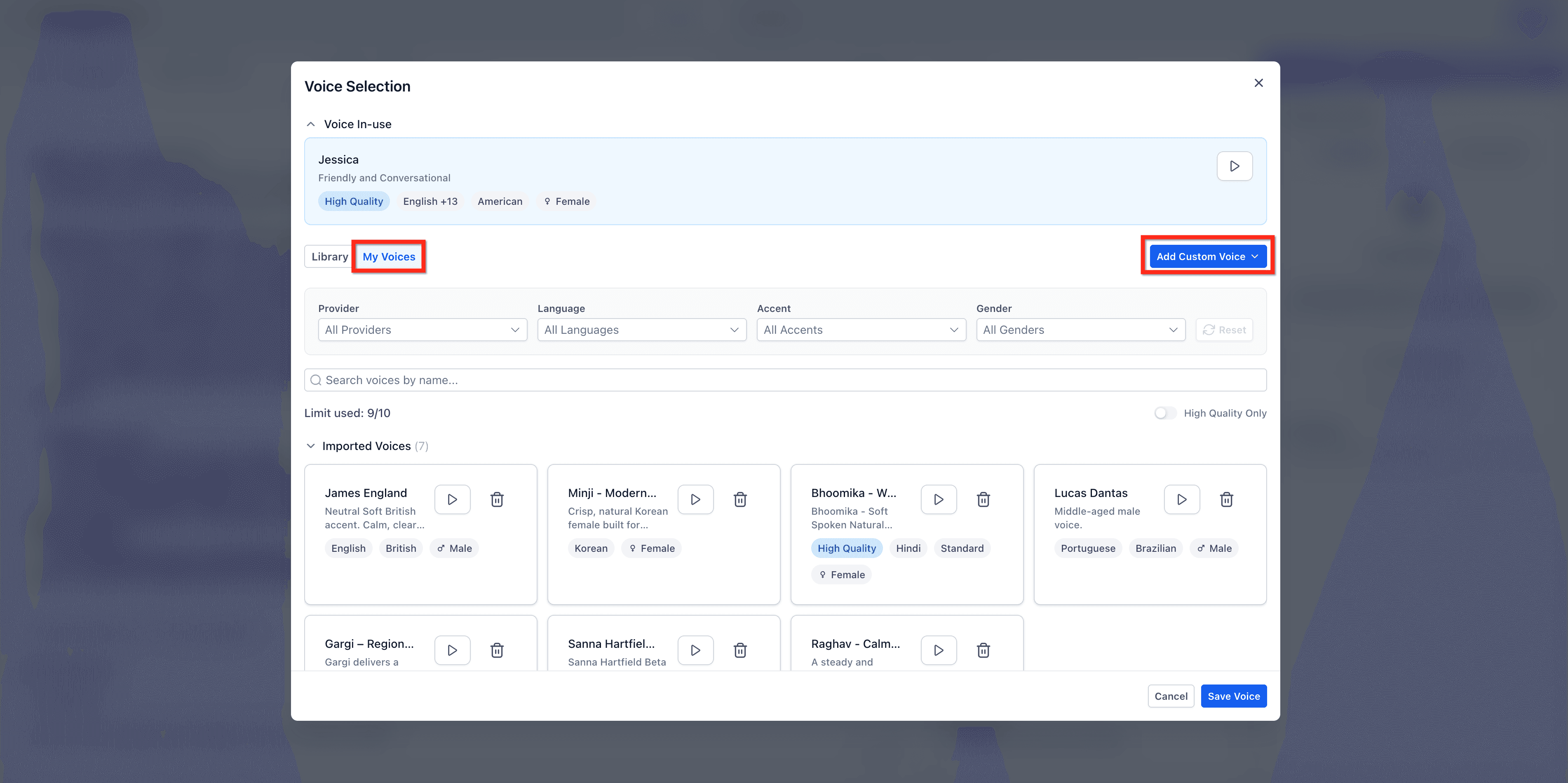 Schermata 9 — Come Modificare la Voce di un Agente Voice AI