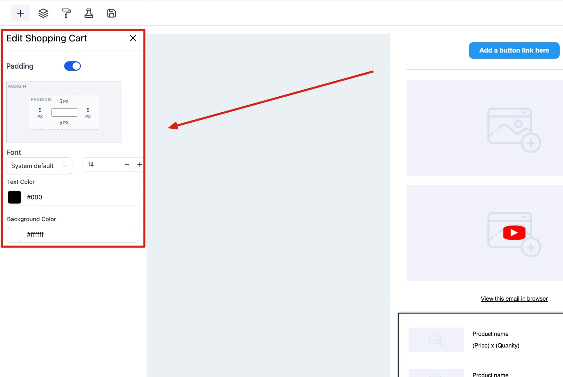 Schermata 26 — Come usare l'Email Builder e il suo Editor Inline
