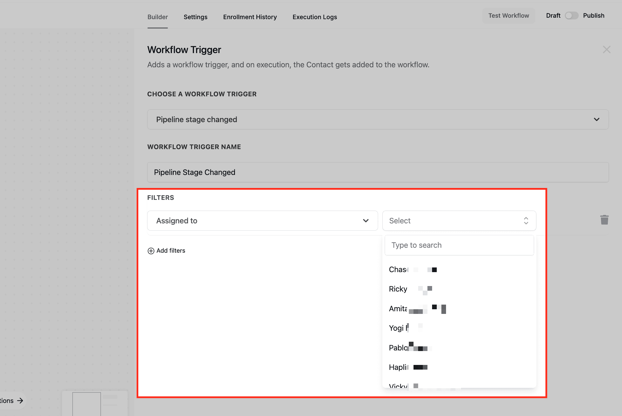 Schermata 5 — Workflow Trigger - Pipeline Stage Changed