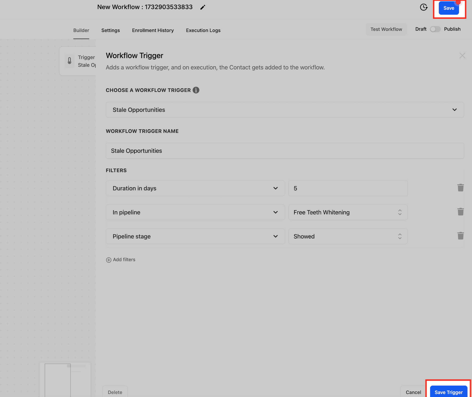 Schermata 10 — Workflow Trigger - Opportunità Stagnanti