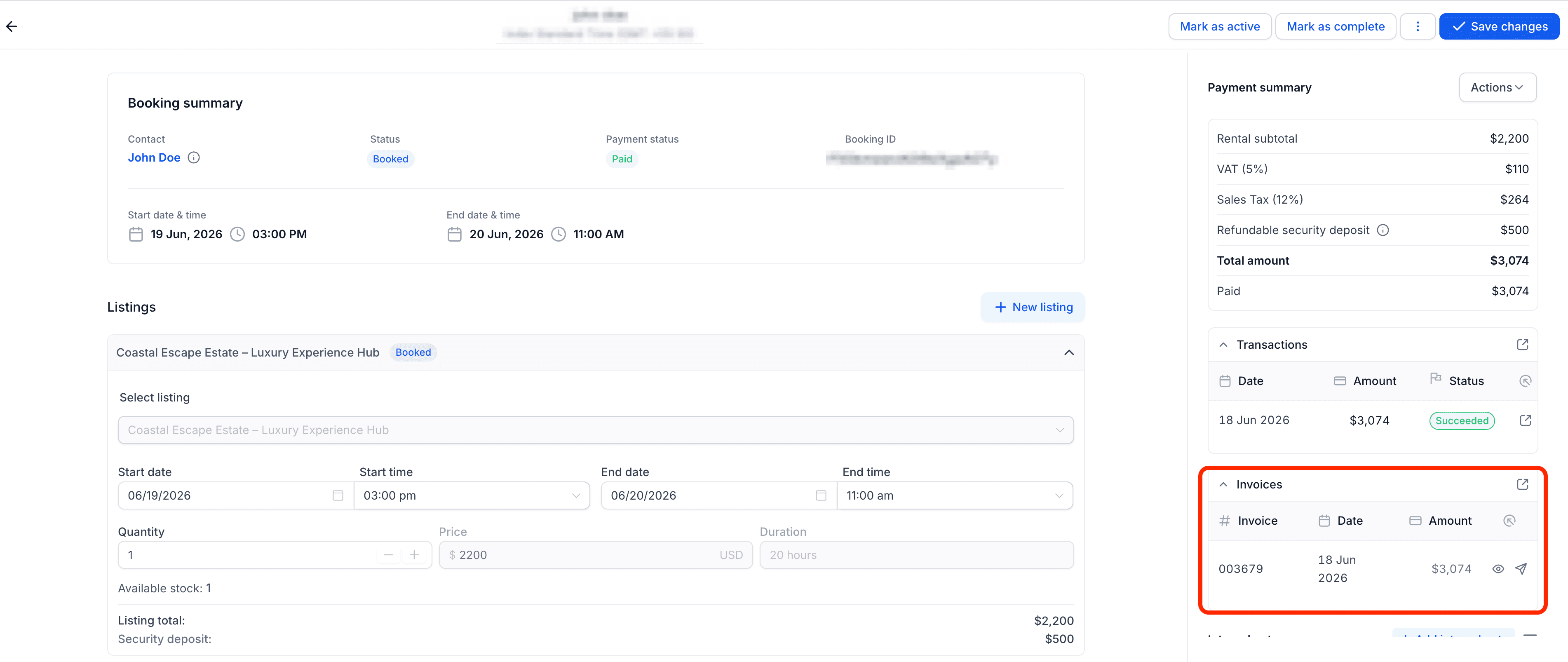 Schermata 8 — Modificare una Prenotazione di Noleggio