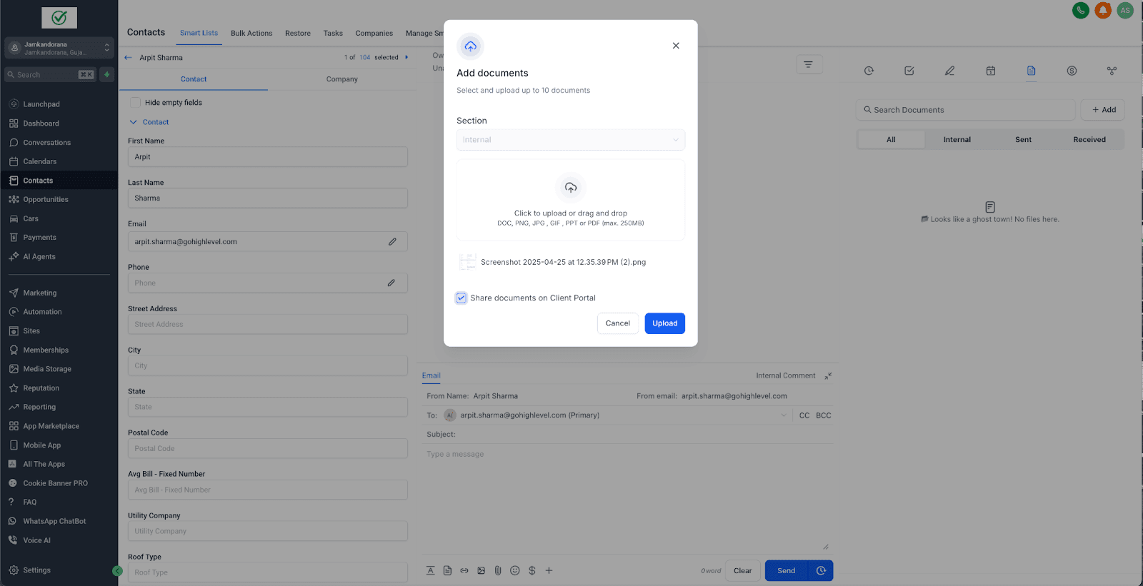 Schermata 3 — Come condividere e gestire documenti tramite il Client Portal e il CRM?