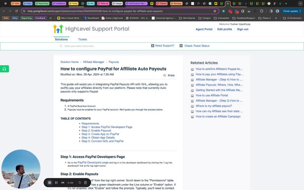 Schermata 3 — Video Walkthrough dell'Affiliate Manager
