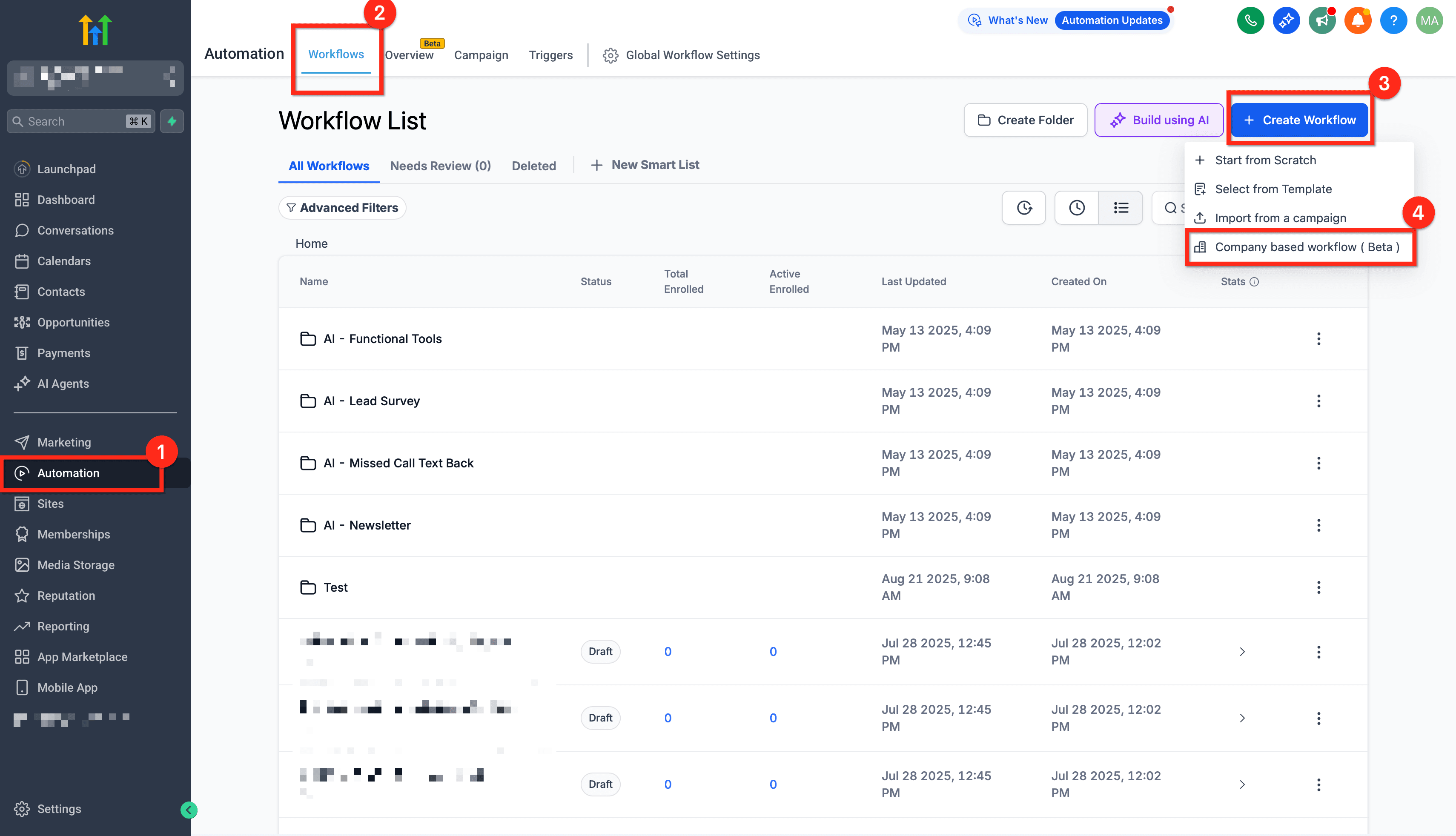Schermata 1 — Workflow Basati su Azienda - Trigger & Azioni per Aziende