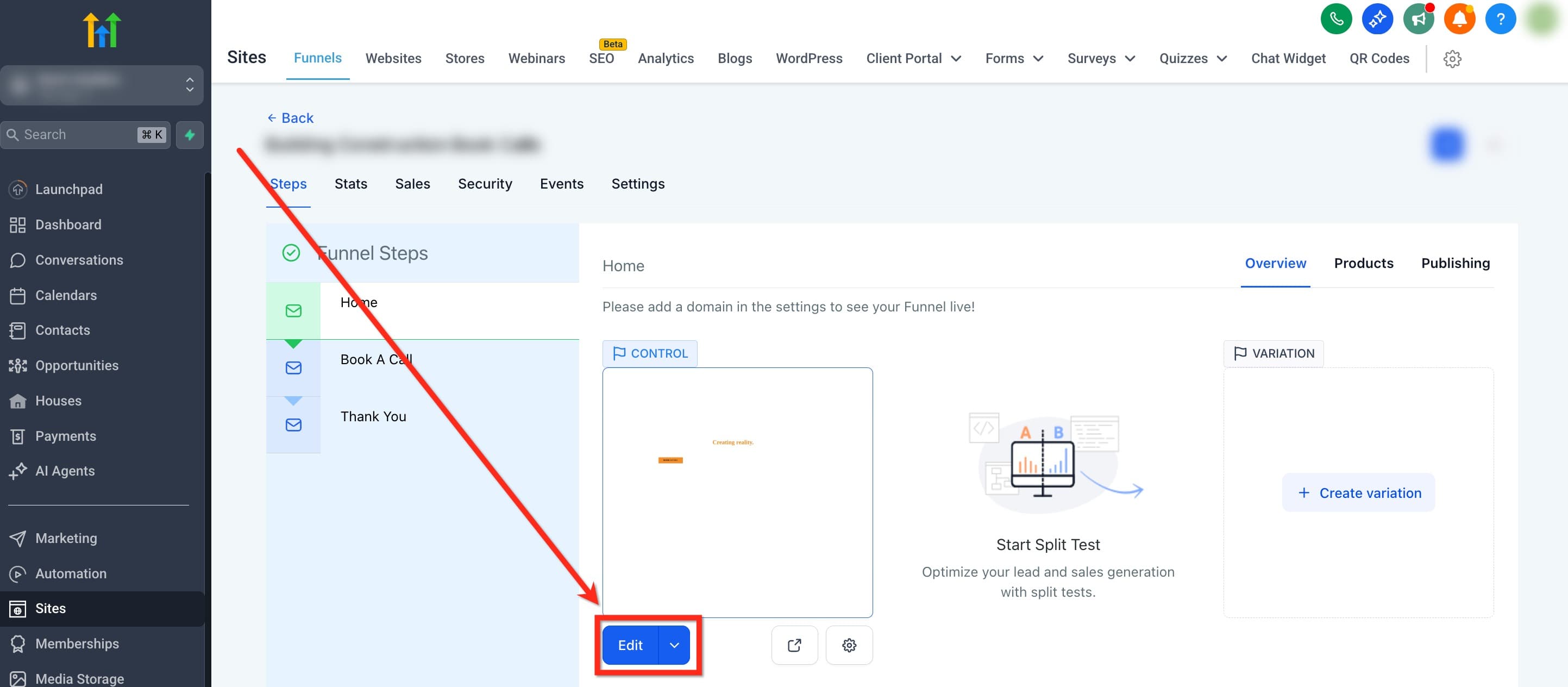 Schermata 3 — Funnel e Siti Web: Widget Contatore Numerico