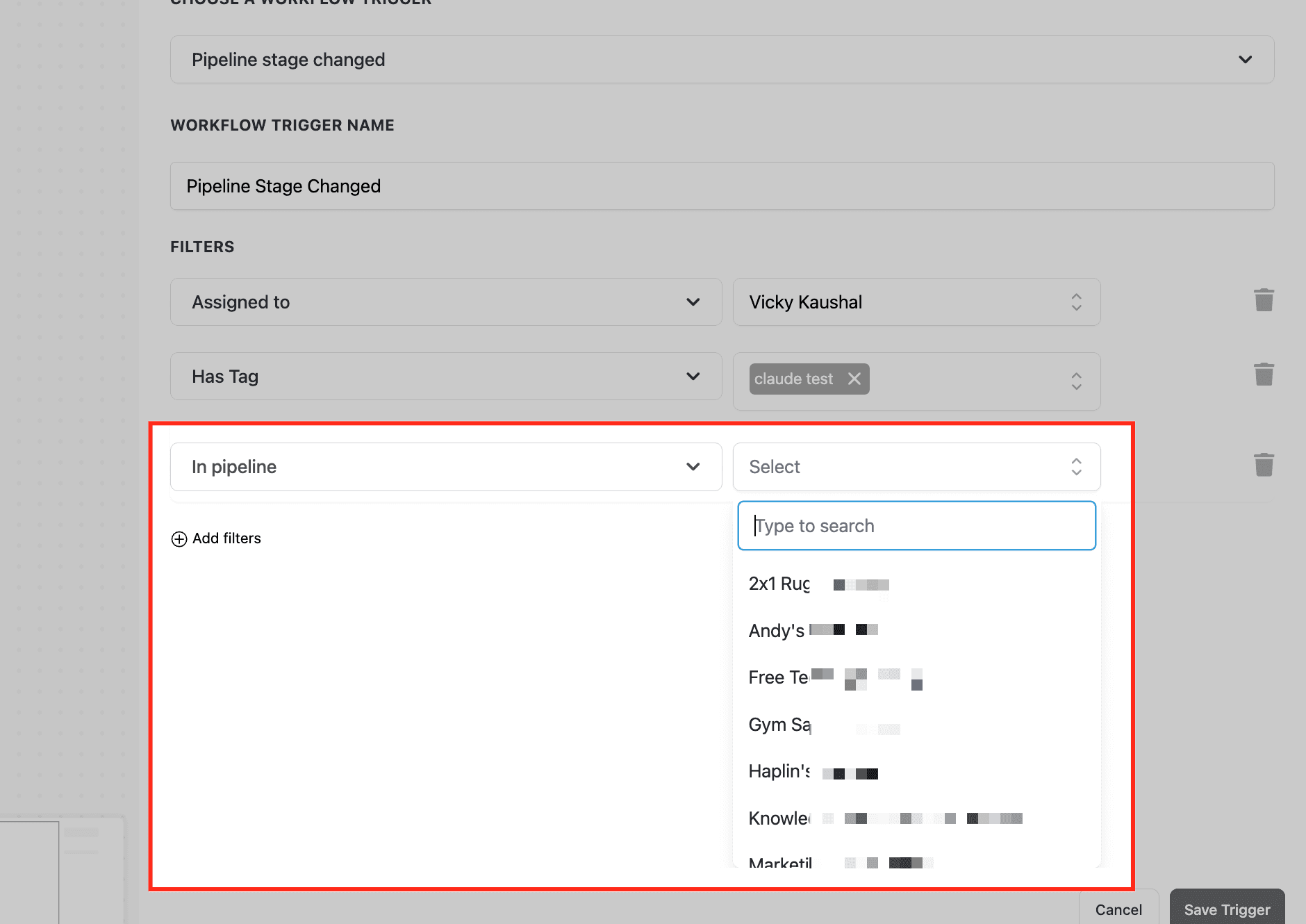 Schermata 7 — Workflow Trigger - Pipeline Stage Changed