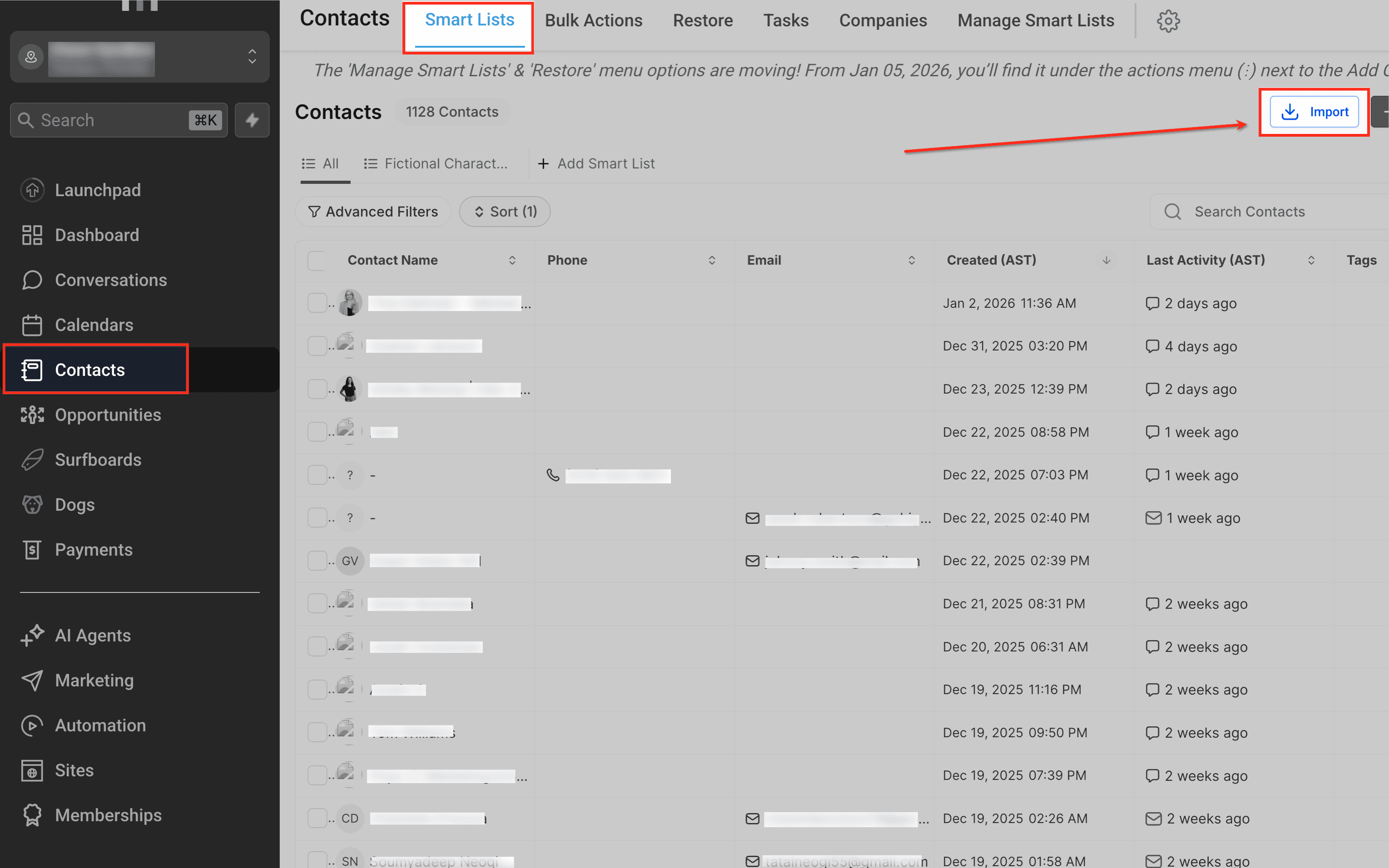 Schermata 3 — Importa Contatti e Crea Automaticamente Aziende Associate