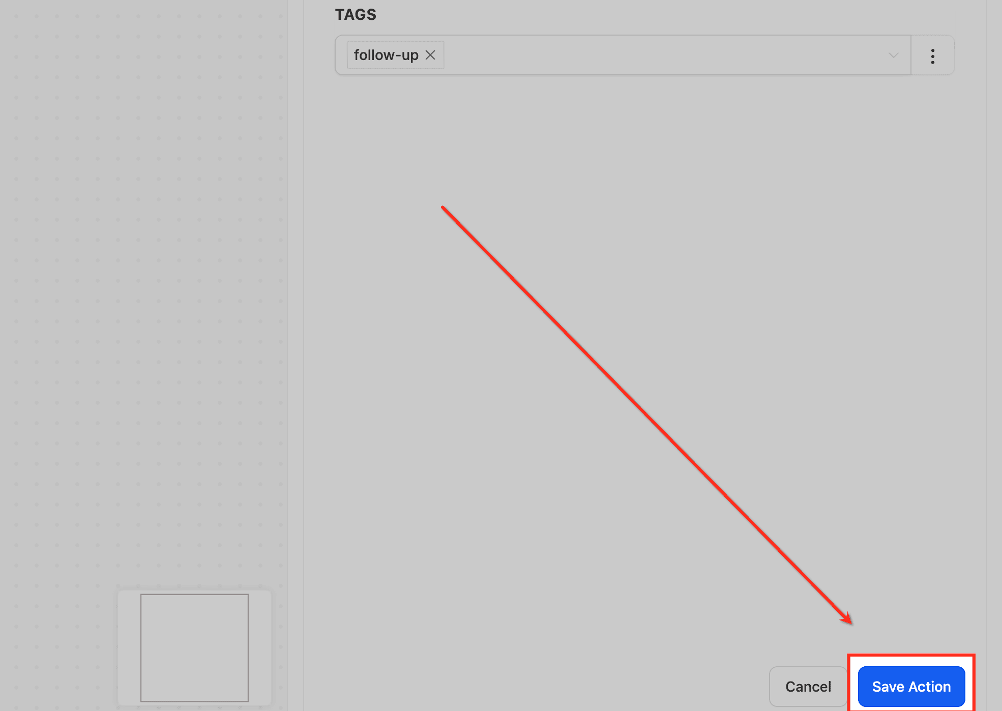 Schermata 7 — Azione Workflow - Aggiungi Tag al Contatto