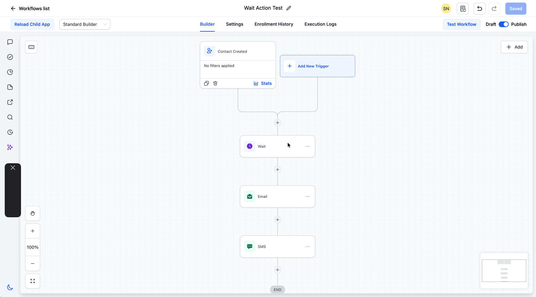 Schermata 3 — Azione Workflow - Wait