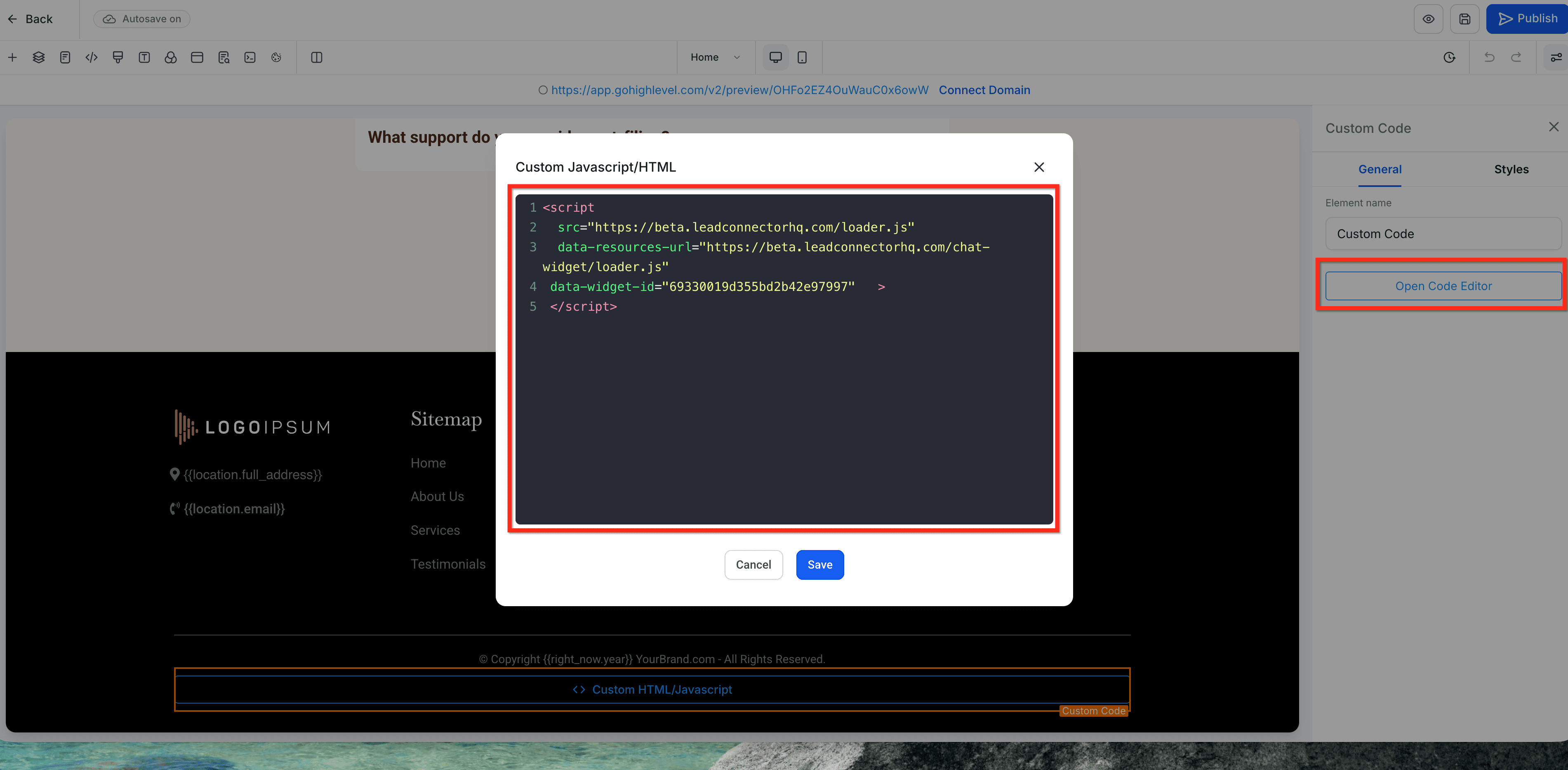 Schermata 10 — Come creare più Chat Widget in un singolo sub-account