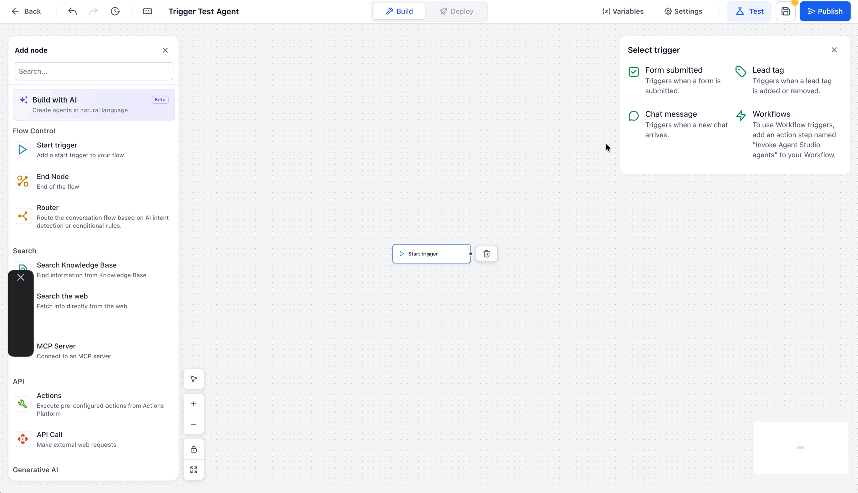 Schermata 3 — Agent Studio - Configurare i Trigger per i Flow Agent