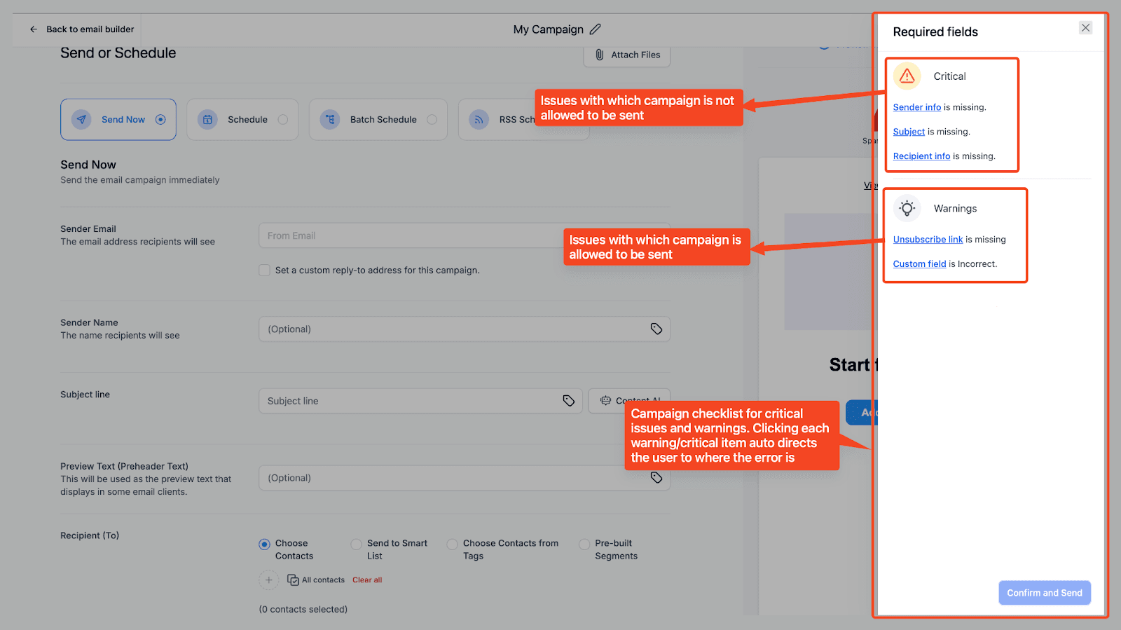 Schermata 2 — Flusso Campaign Email Migliorato e Pagina Riepilogo Campaign