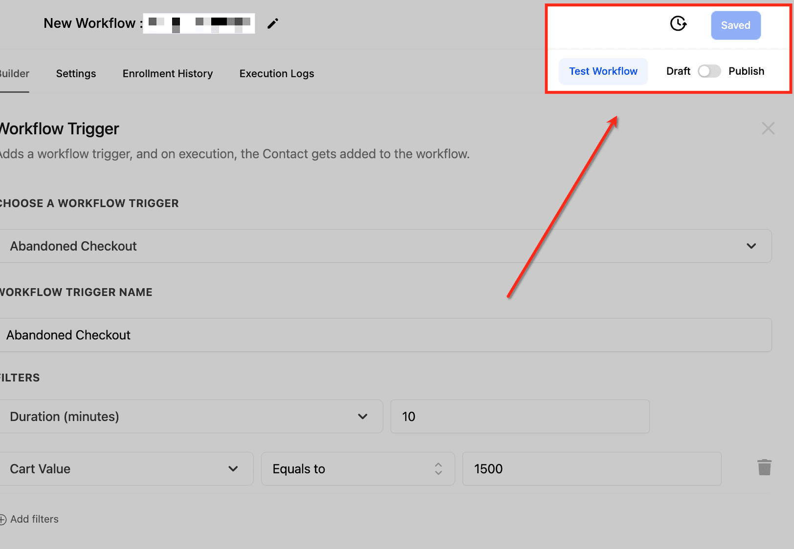 Schermata 5 — Workflow Trigger - Carrello Abbandonato Shopify