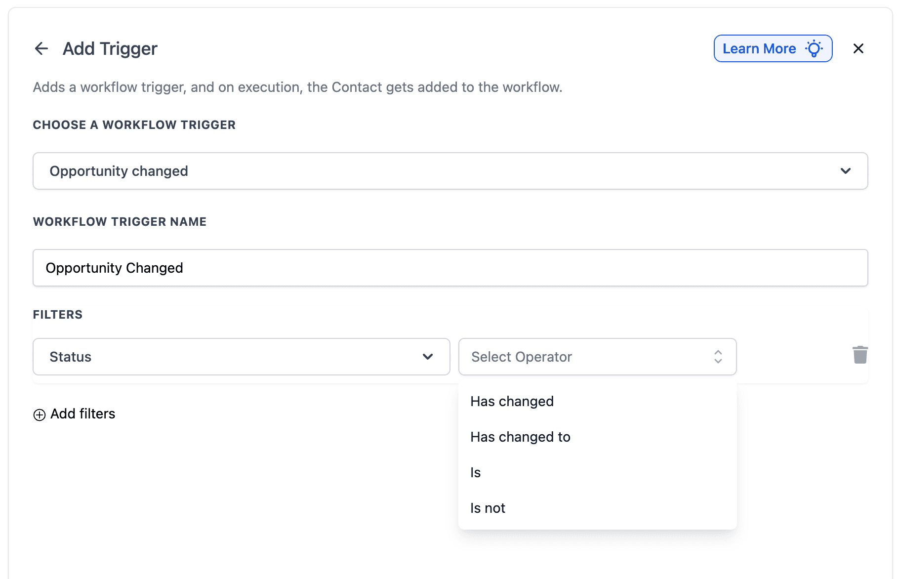 Schermata 9 — Workflow Trigger - Opportunity Changed