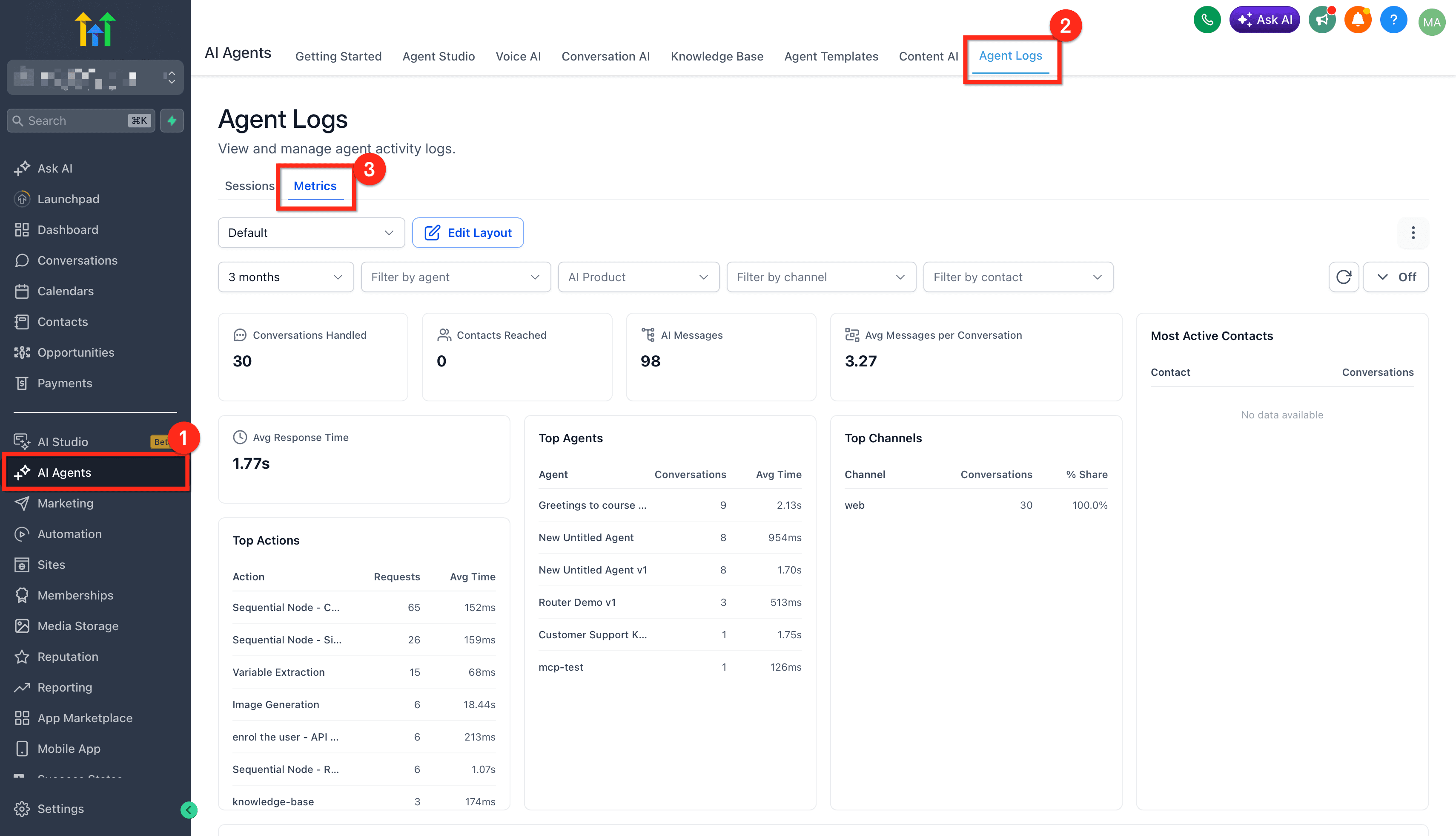 Schermata 8 — Panoramica di Agent Logs