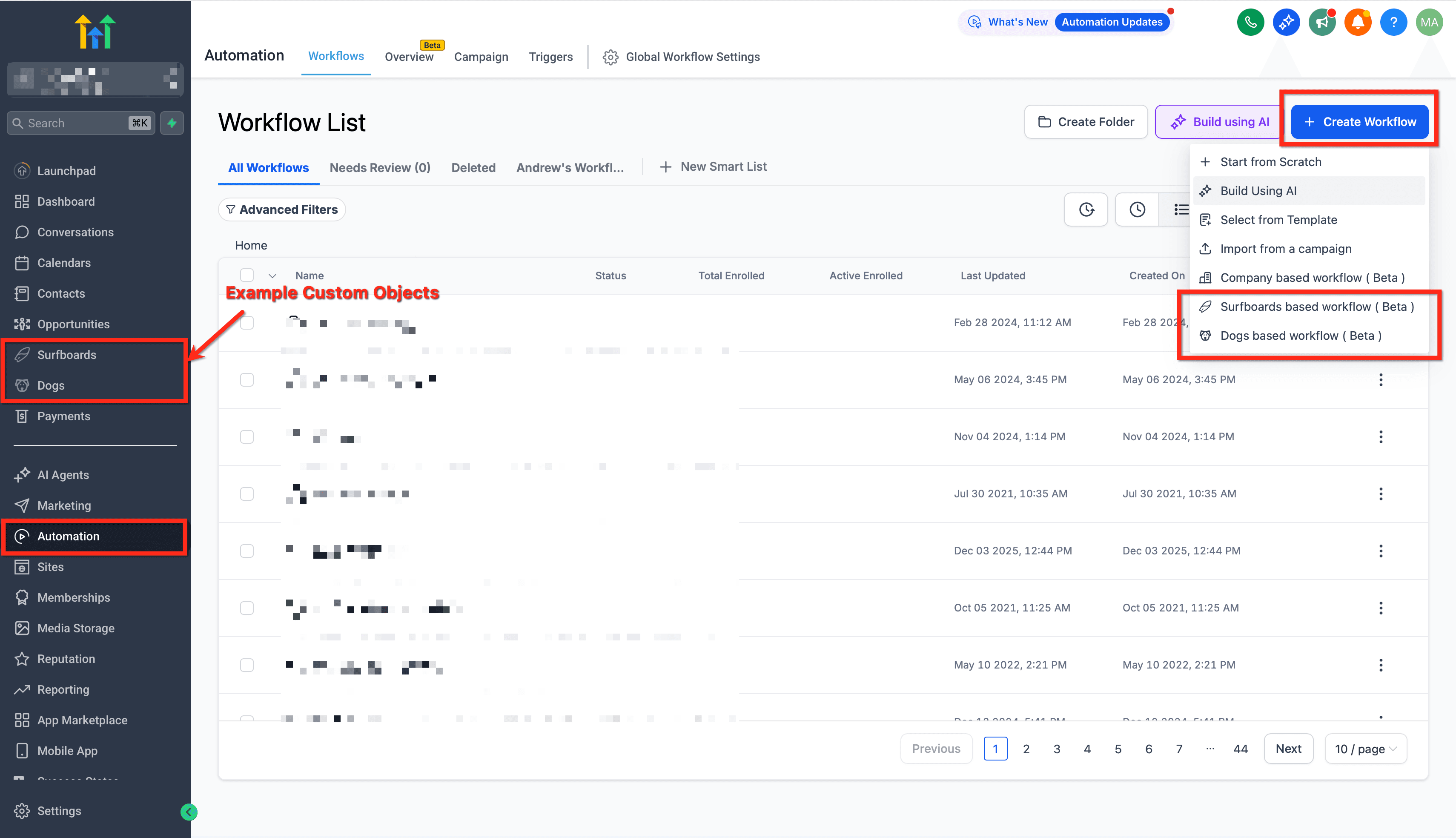 Schermata 6 — Creare e modificare Custom Objects