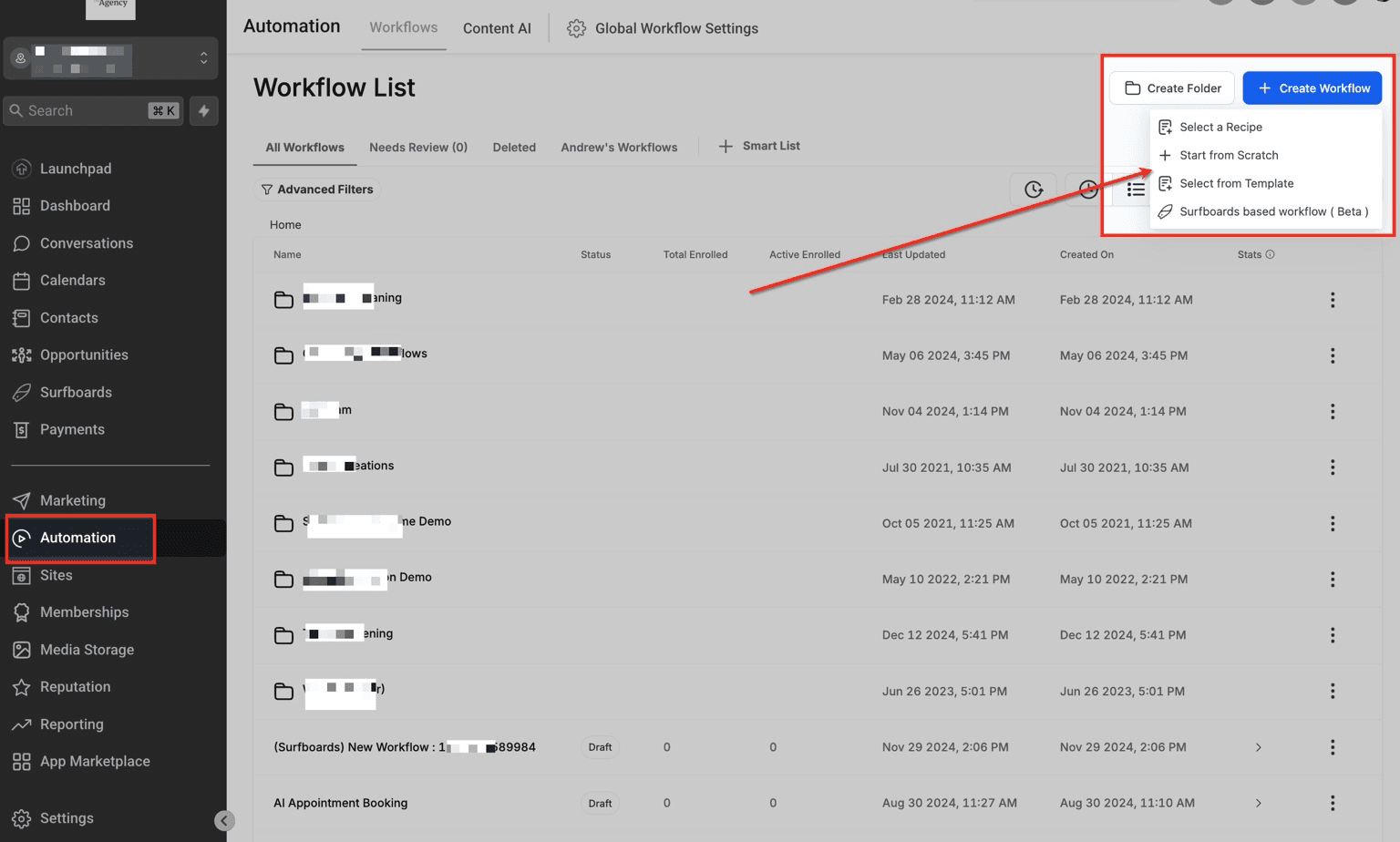 Schermata 1 — Workflow Builder: Scopri di più con l'AI