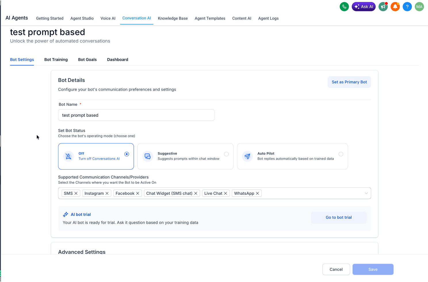 Schermata 5 — Prenotazione Appuntamenti nella Conversation AI