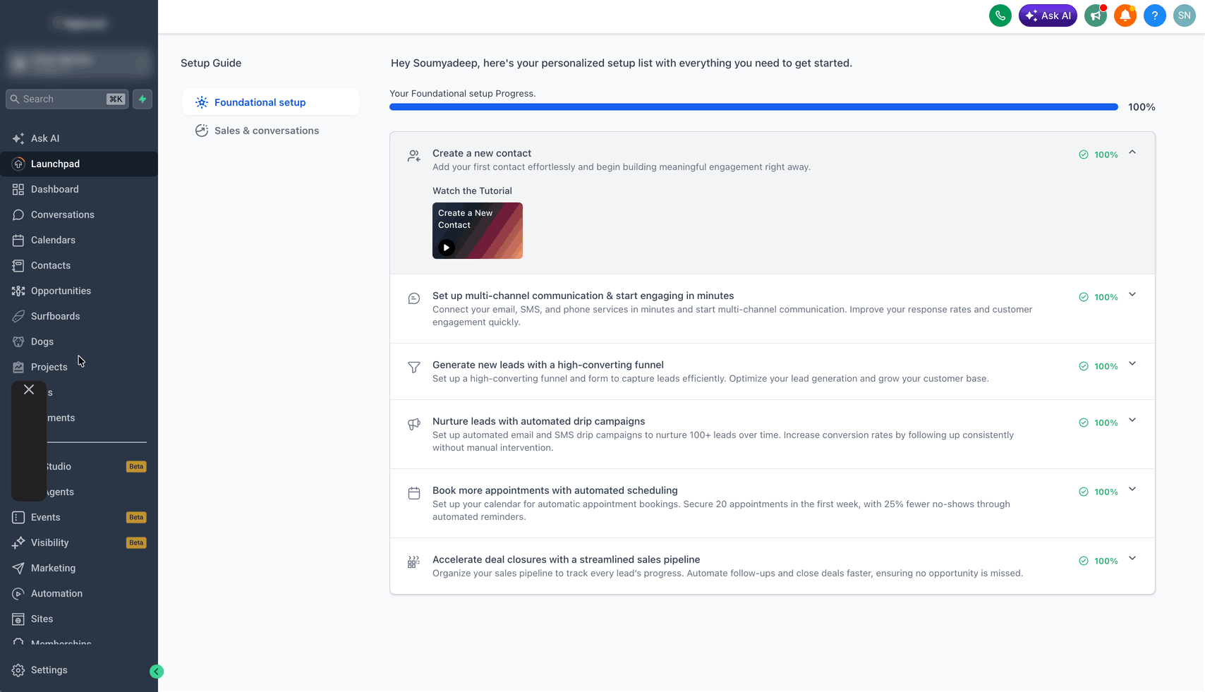 Schermata 7 — Panoramica dell'Assistente Ask AI