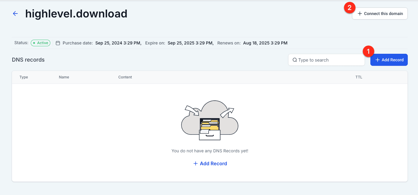 Schermata 4 — Configurare e collegare i domini acquistati