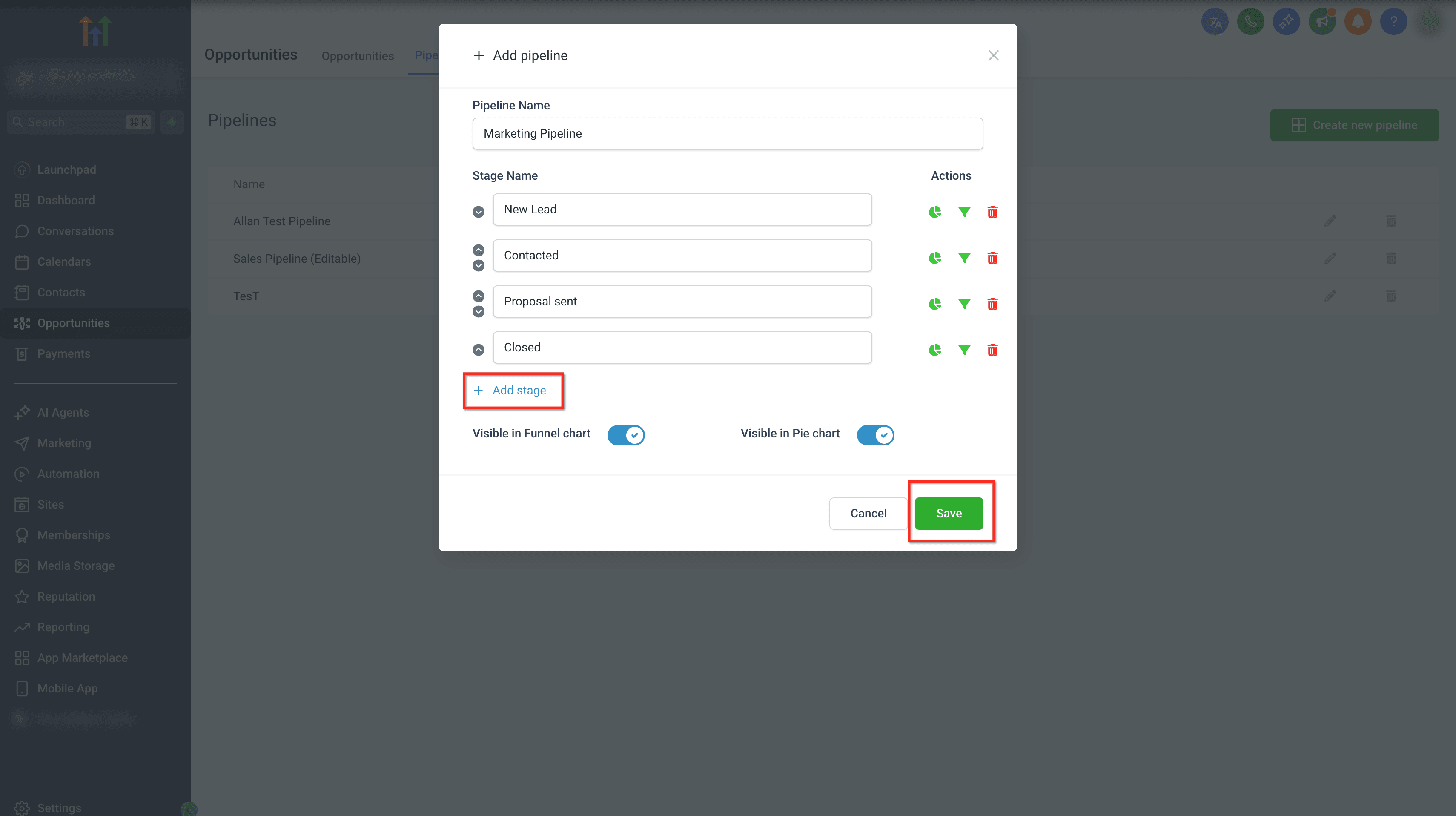 Schermata 3 — Guida passo passo: creare Pipeline