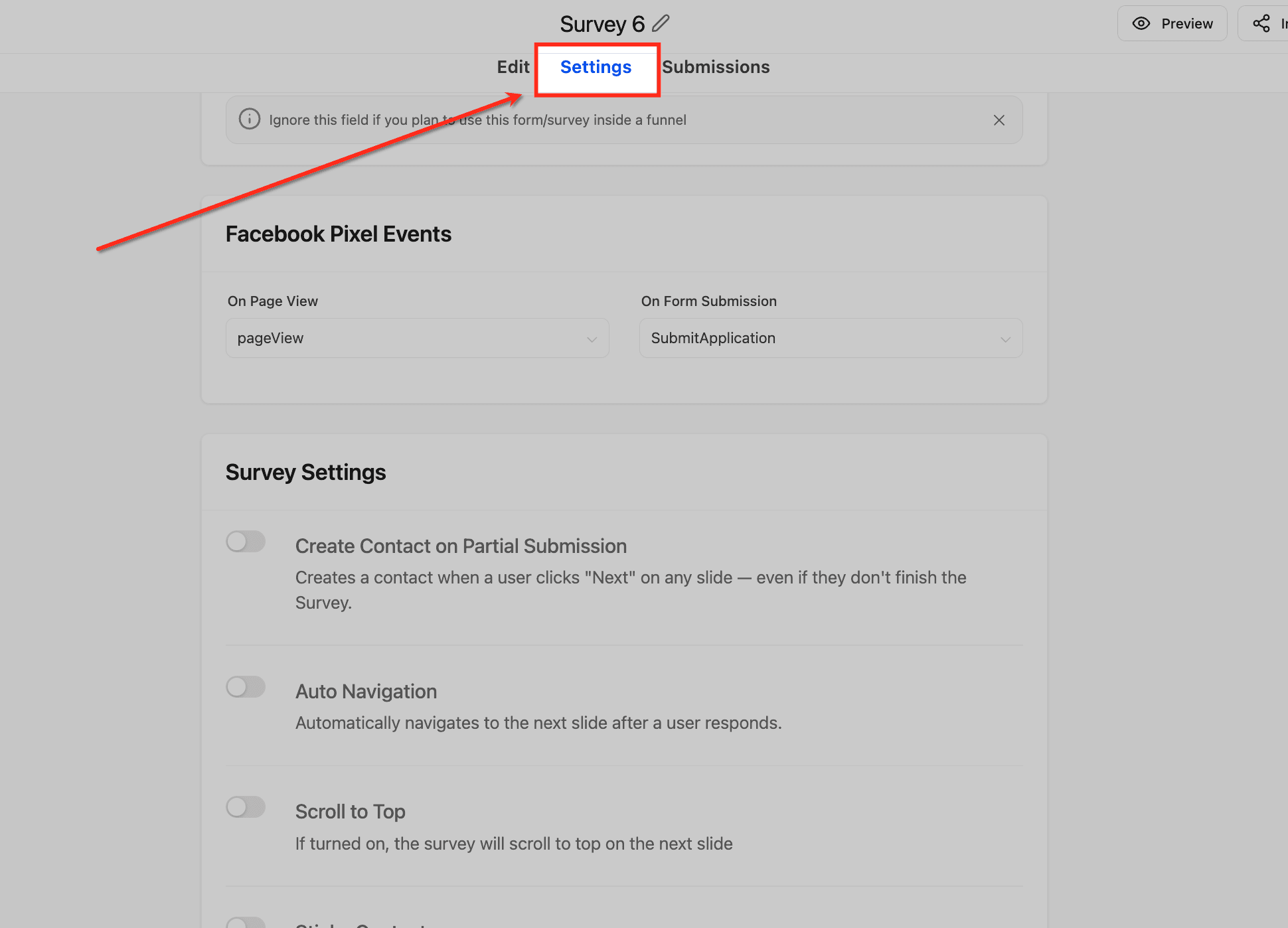 Schermata 7 — Sticky Contact in Form, Survey e Calendari