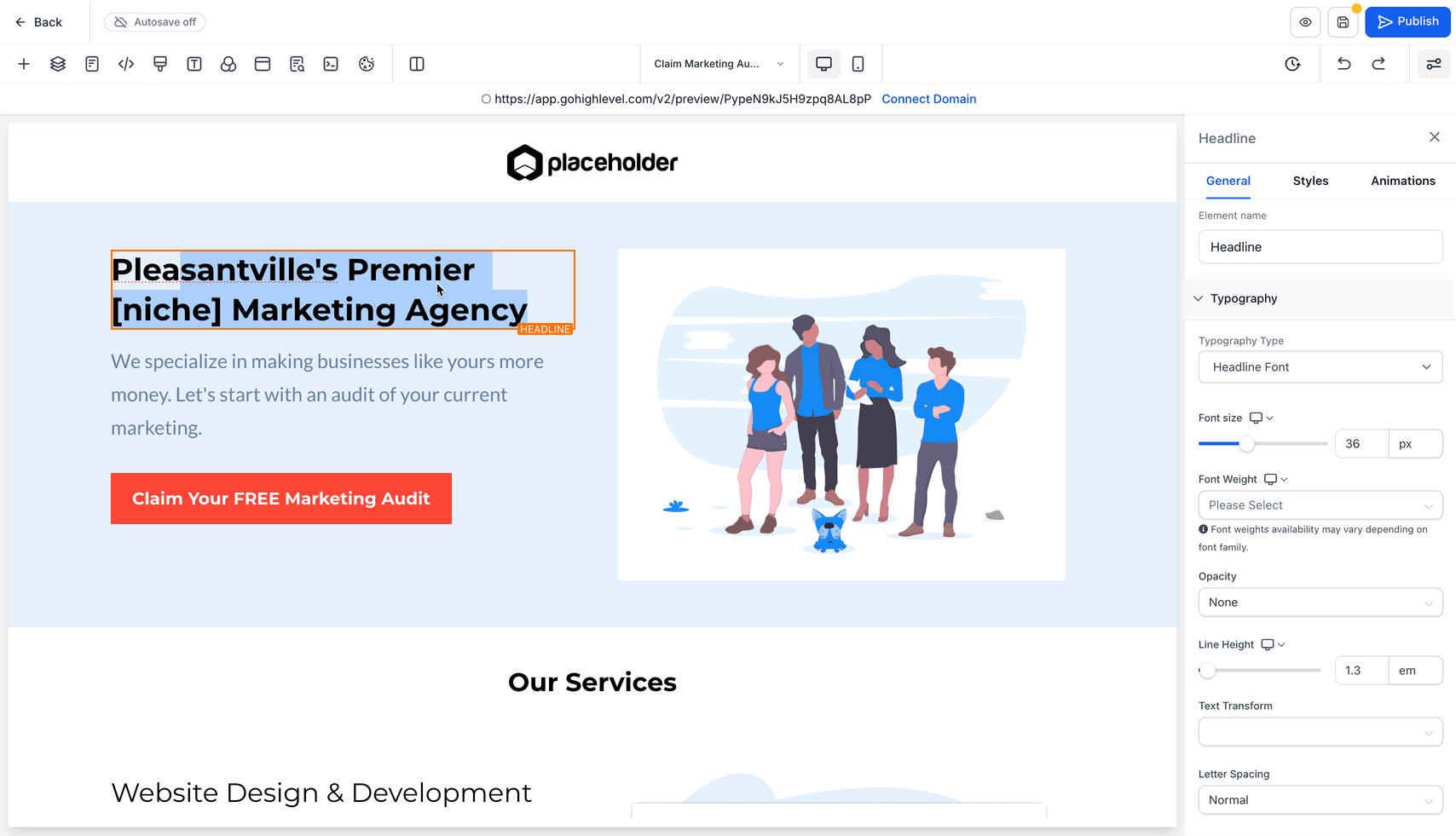 Schermata 5 — Usare Font Personalizzati in Funnel e Siti Web