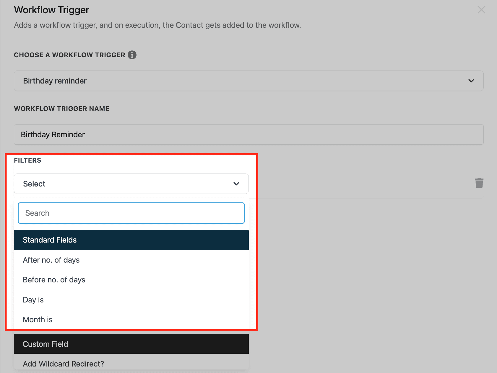 Schermata 3 — Workflow Trigger - Birthday Reminder