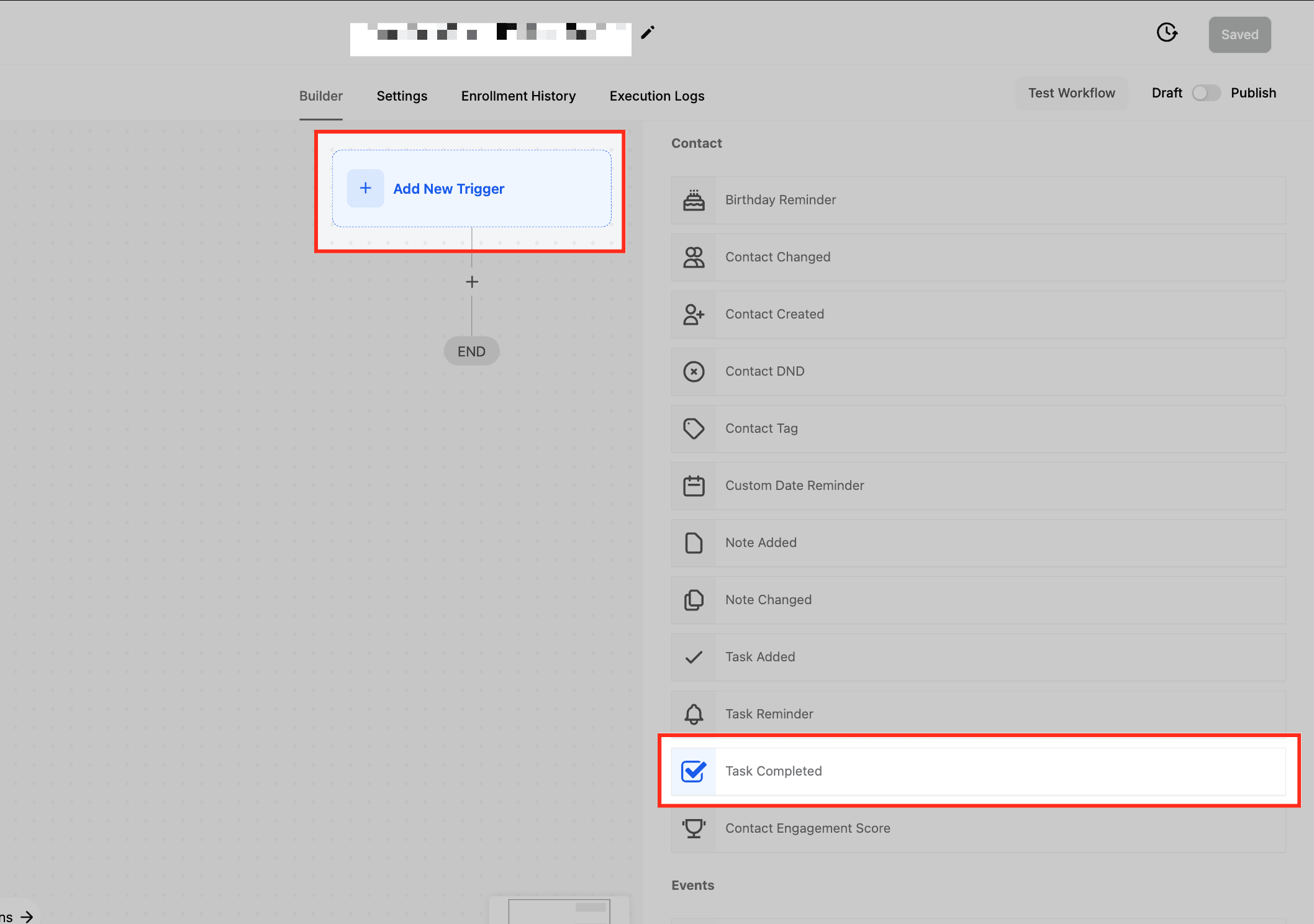 Schermata 2 — Workflow Trigger - Task Completed