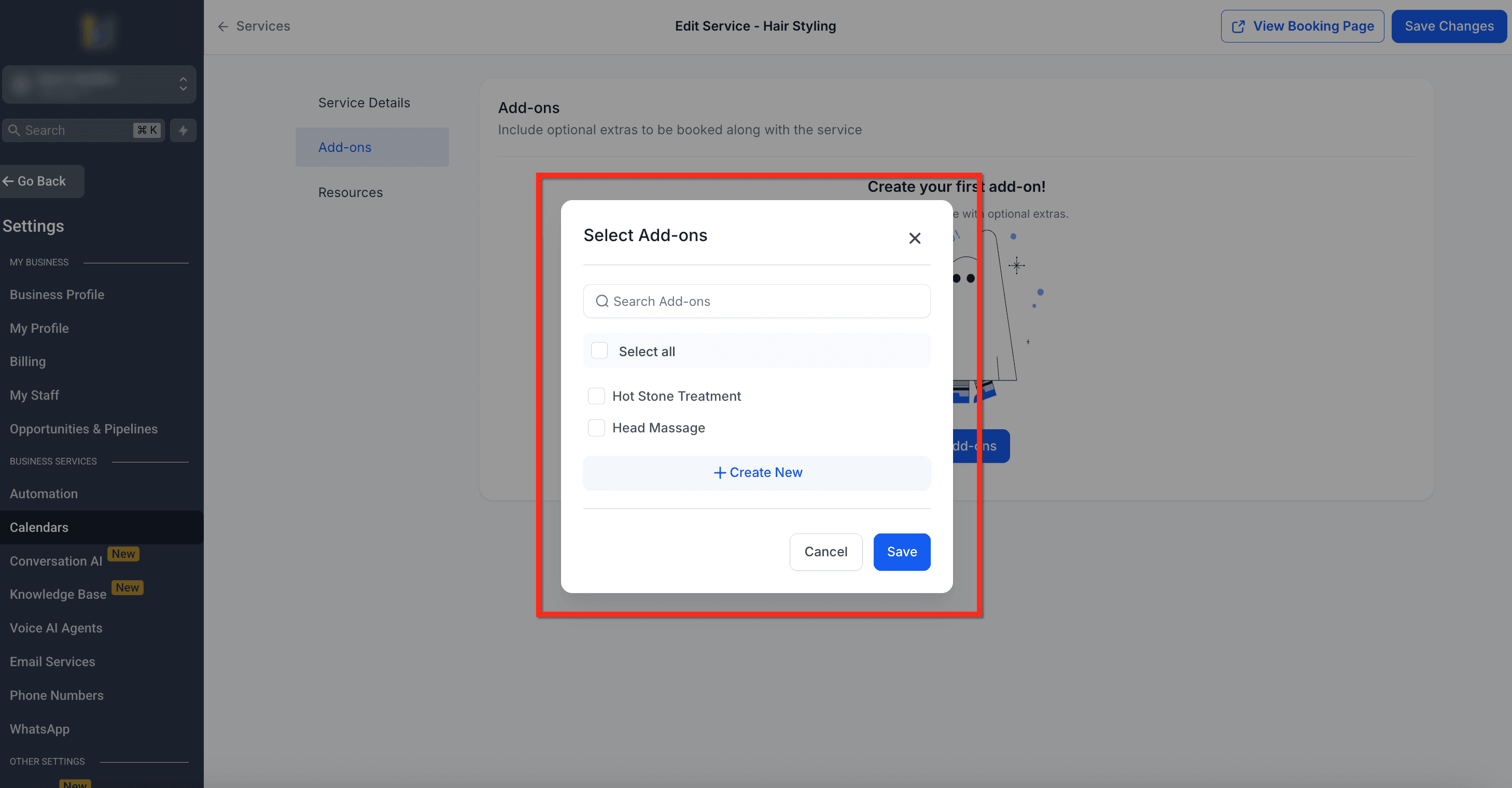 Schermata 6 — Add-on nei Servizi
