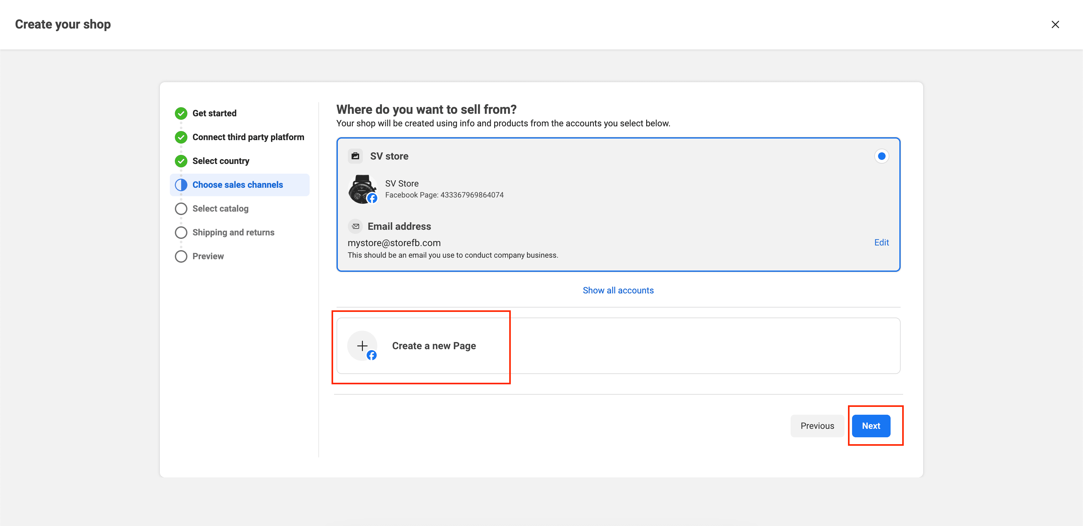 Schermata 6 — Come vendere prodotti su Facebook e Instagram Shops?