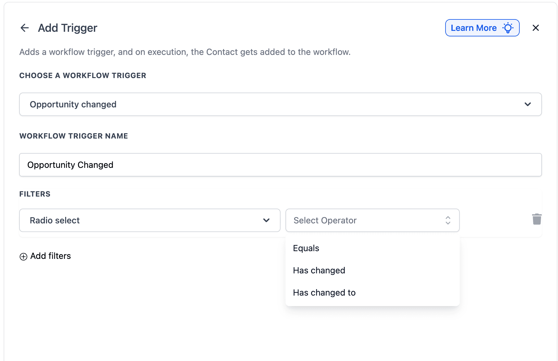 Schermata 10 — Workflow Trigger - Opportunity Changed