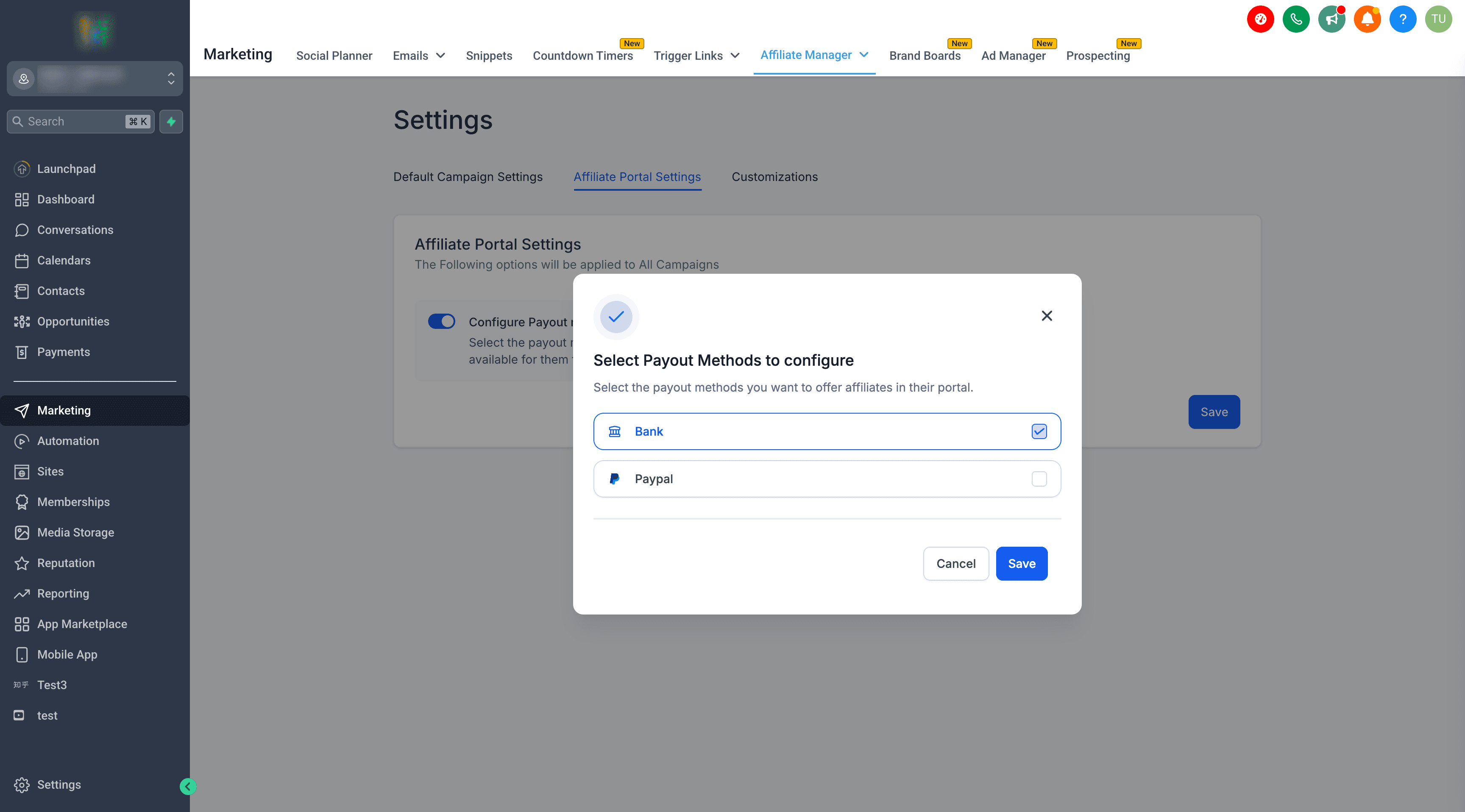 Schermata 7 — Come pagare i tuoi Affiliati