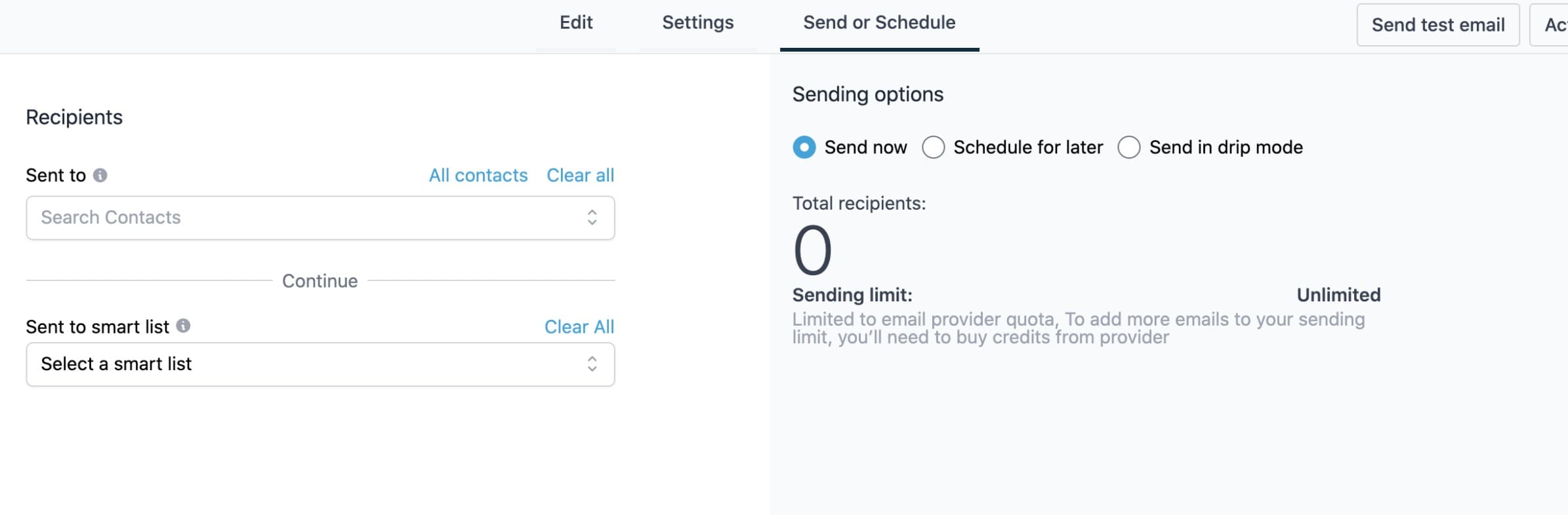 Invio email tramite l'azione bulk dell'Email Builder