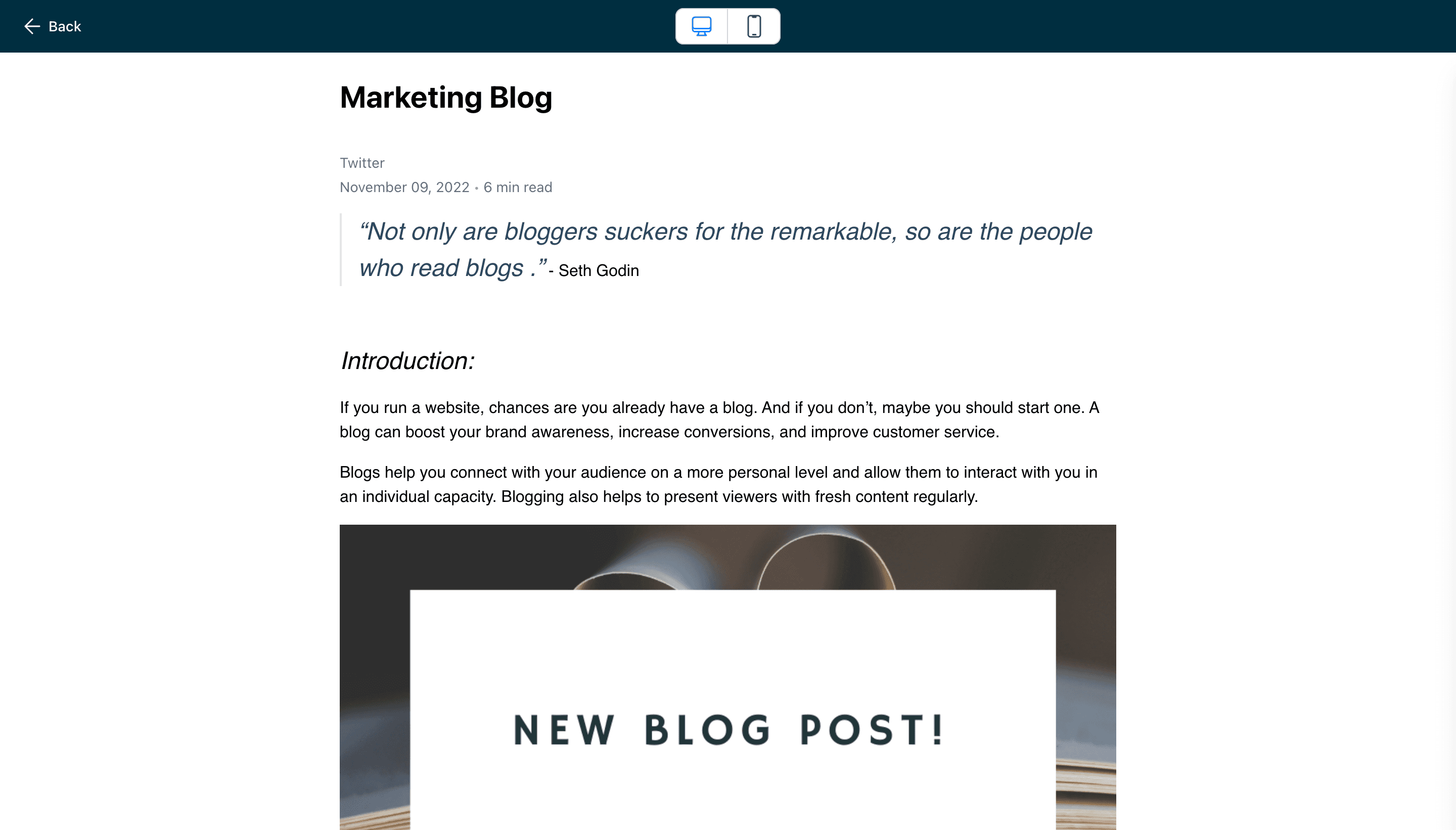 Schermata 2 — Come visualizzare l'anteprima di un articolo del blog