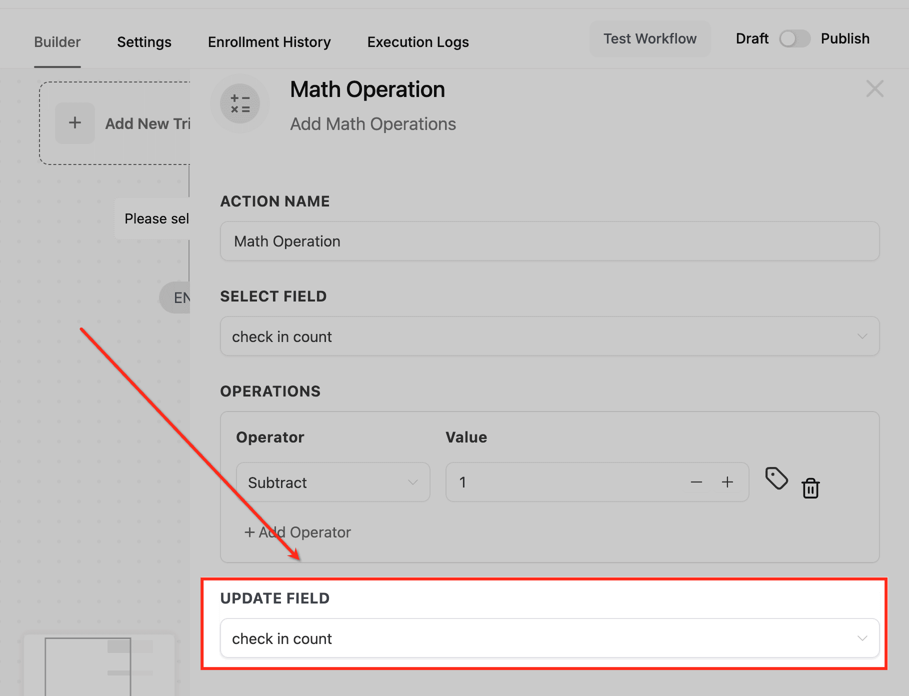 Schermata 11 — Azione Workflow - Operazione Matematica