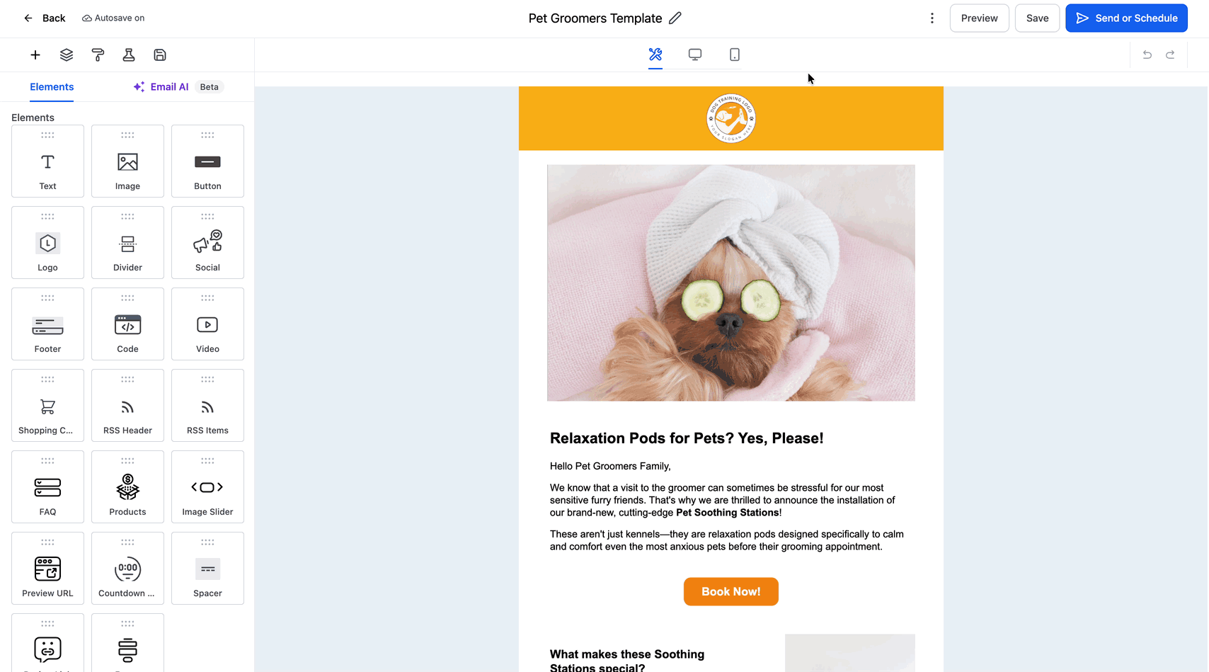 Schermata 2 — Come visualizzare l'anteprima e testare le tue Campaign/Template email