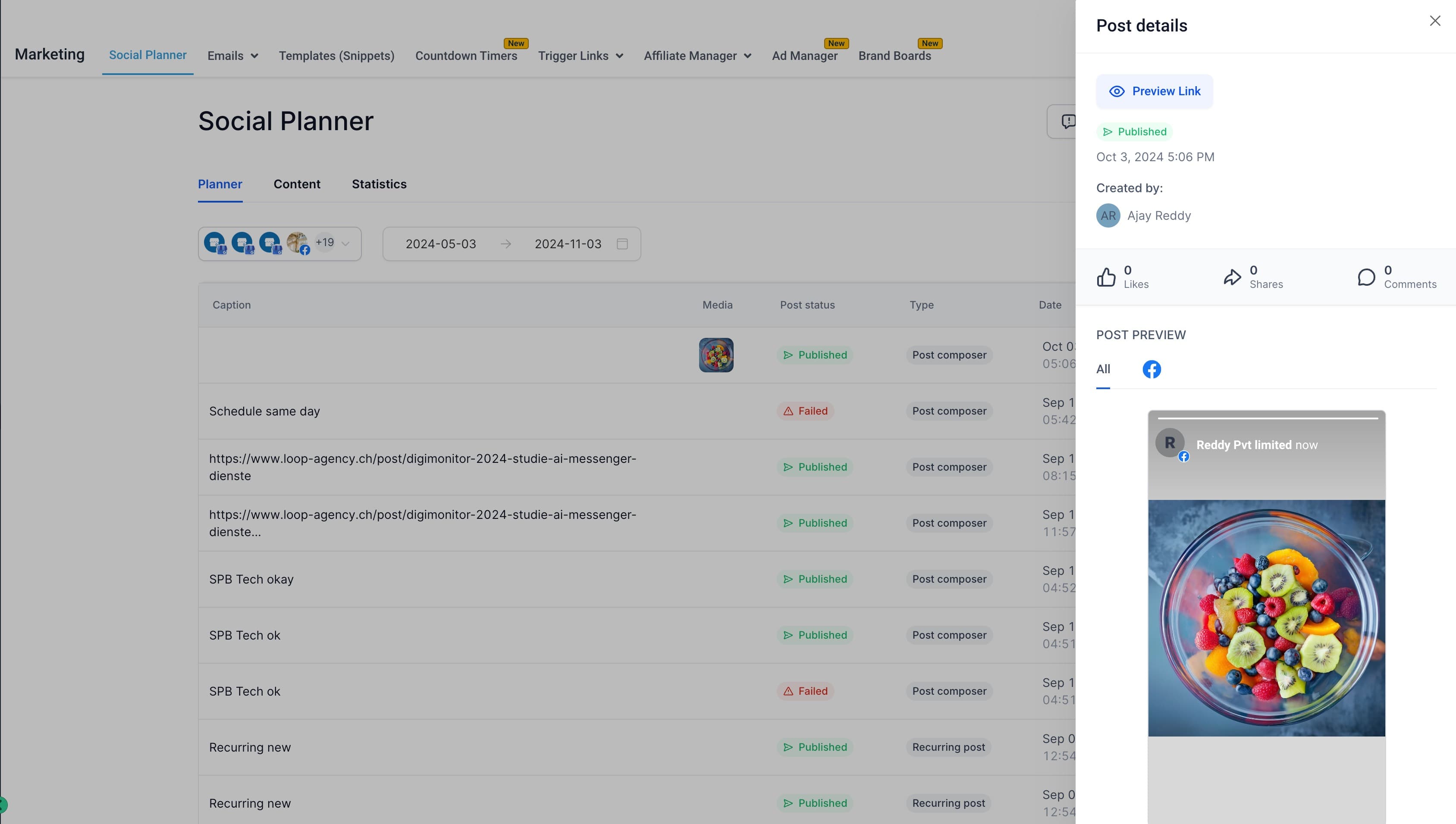 Schermata 2 — Come creare una Facebook Story nel Social Planner