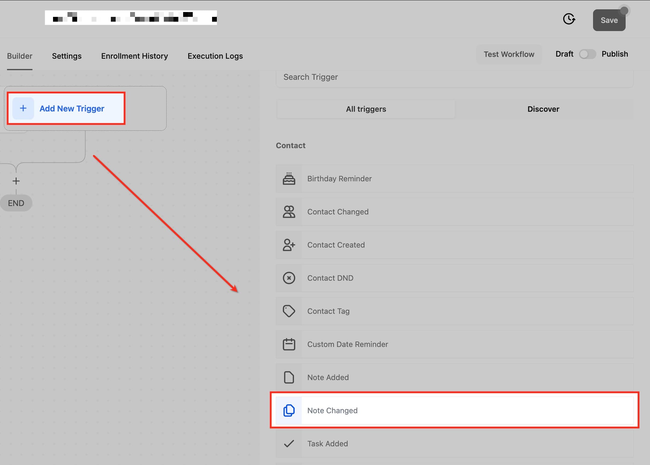 Schermata 1 — Workflow Trigger - Nota Modificata