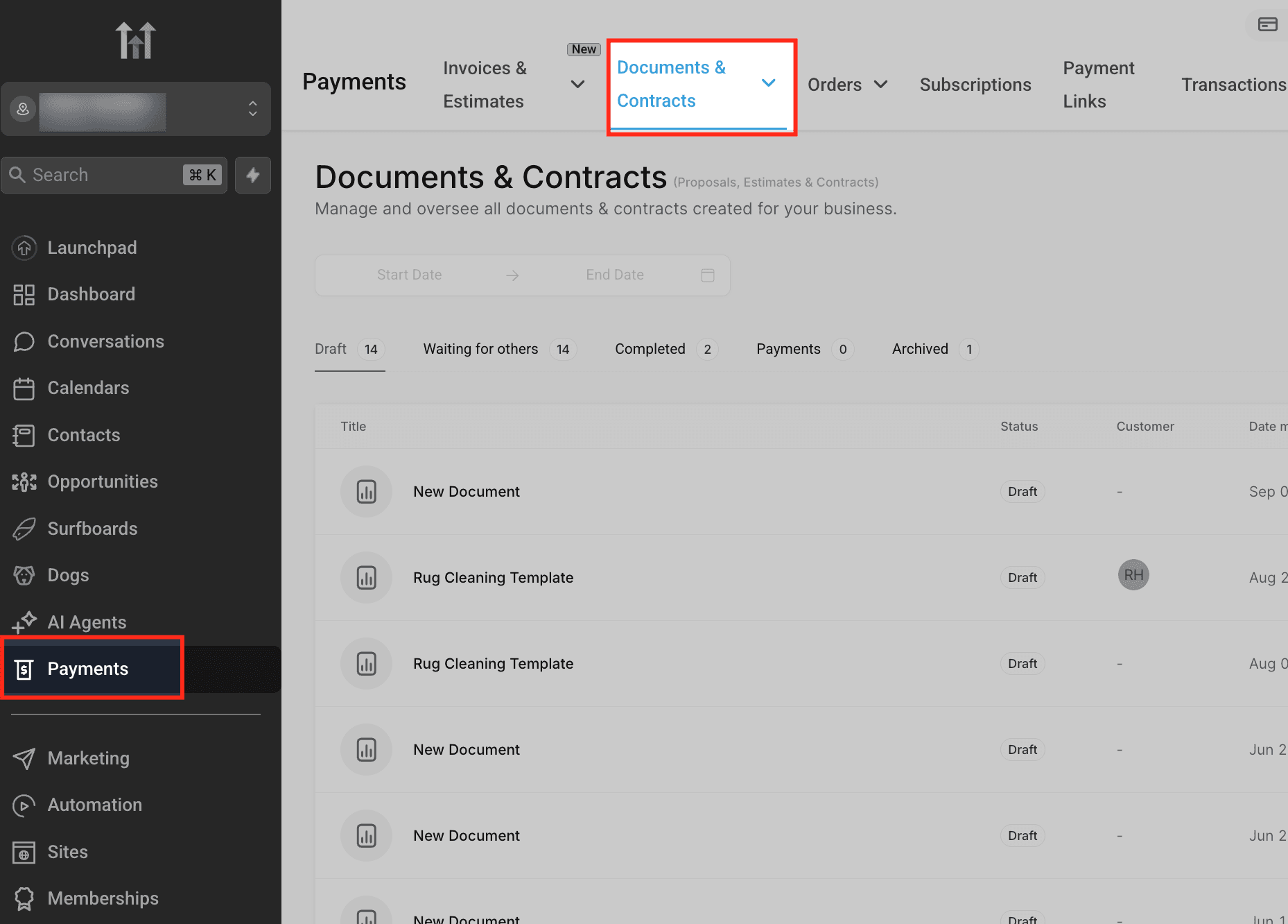 Schermata 1 — Inviare Documenti e Contratti HITLEAD via SMS