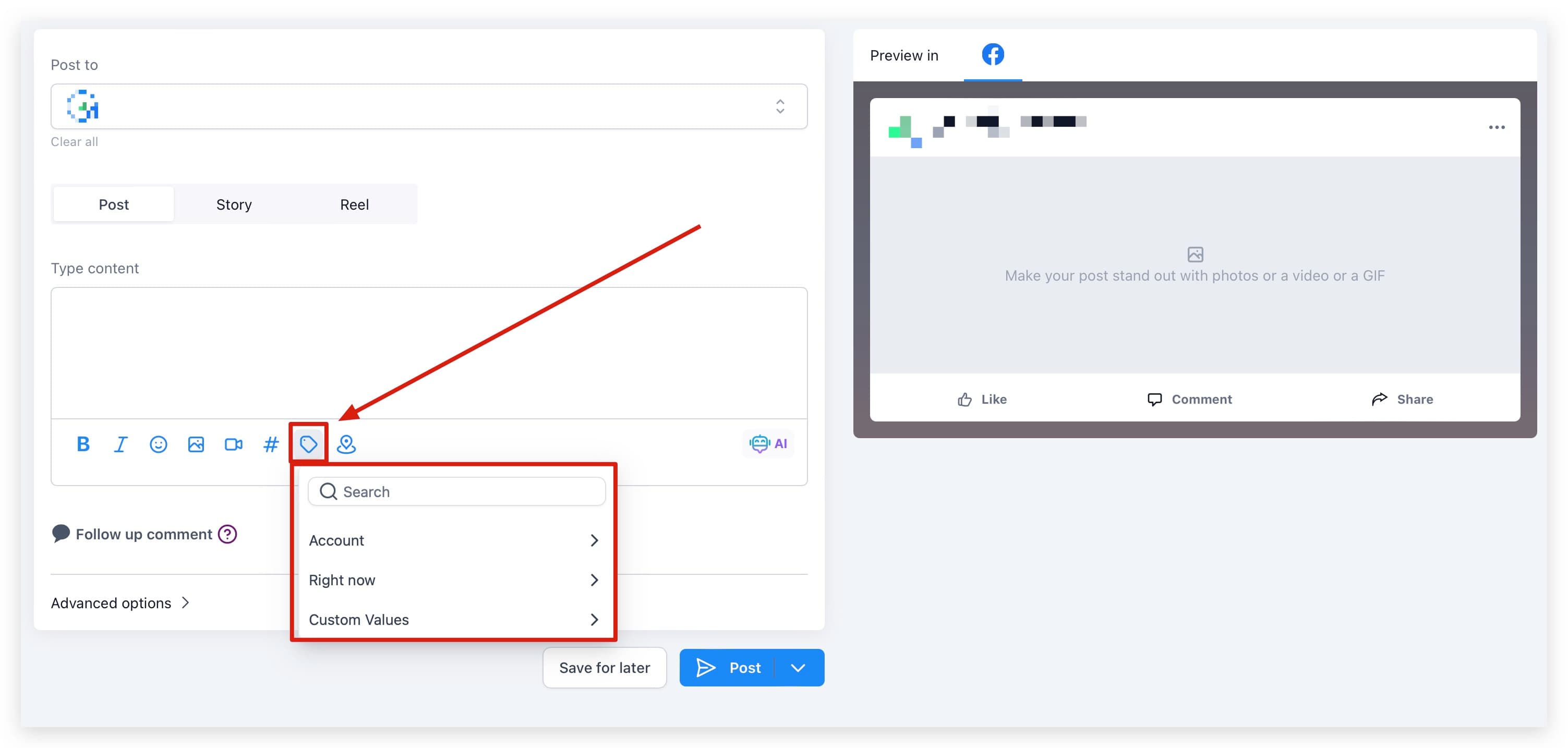 Schermata 14 — Come usare i Custom Values