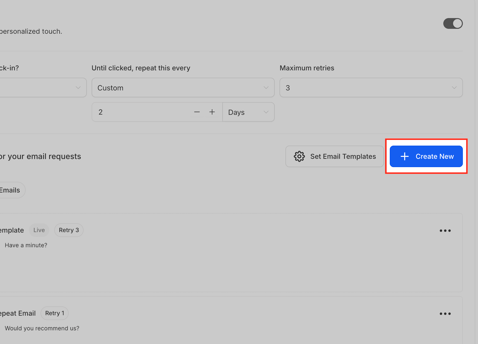 Schermata 5 — Come usare la Libreria di Template per creare email brandizzate di richiesta recensione