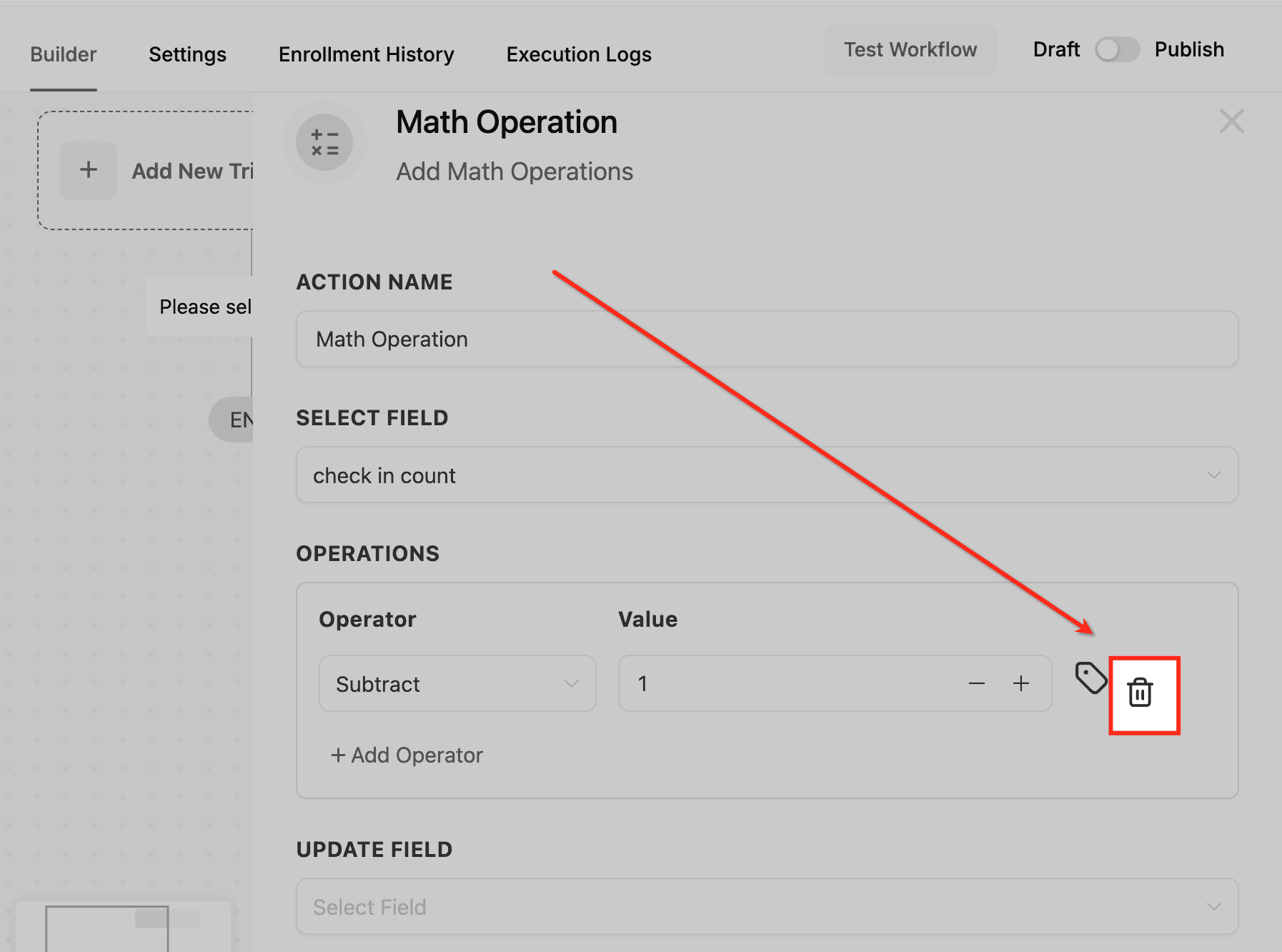 Schermata 9 — Azione Workflow - Operazione Matematica