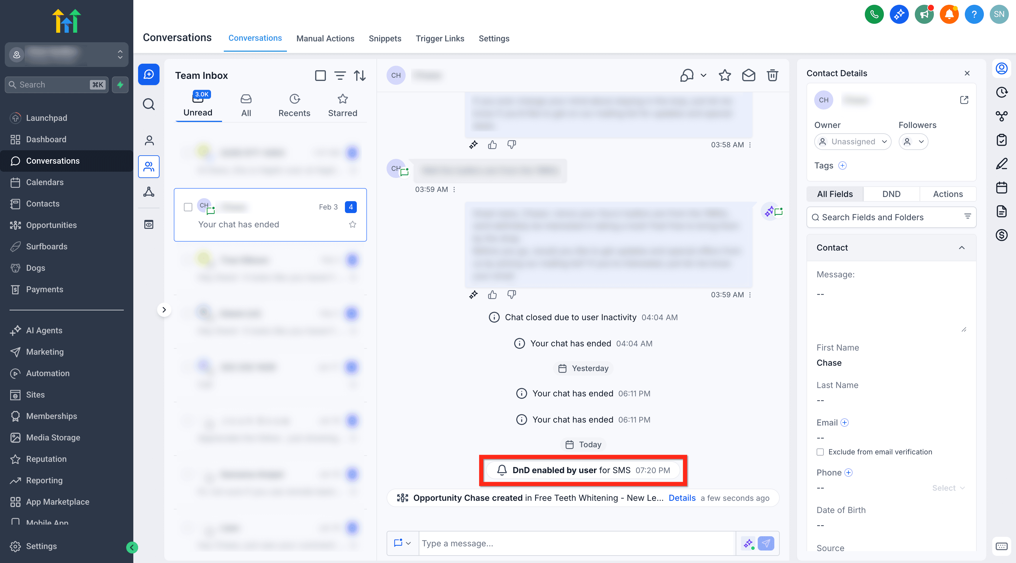 Schermata 3 — Conversazioni - Activity Card