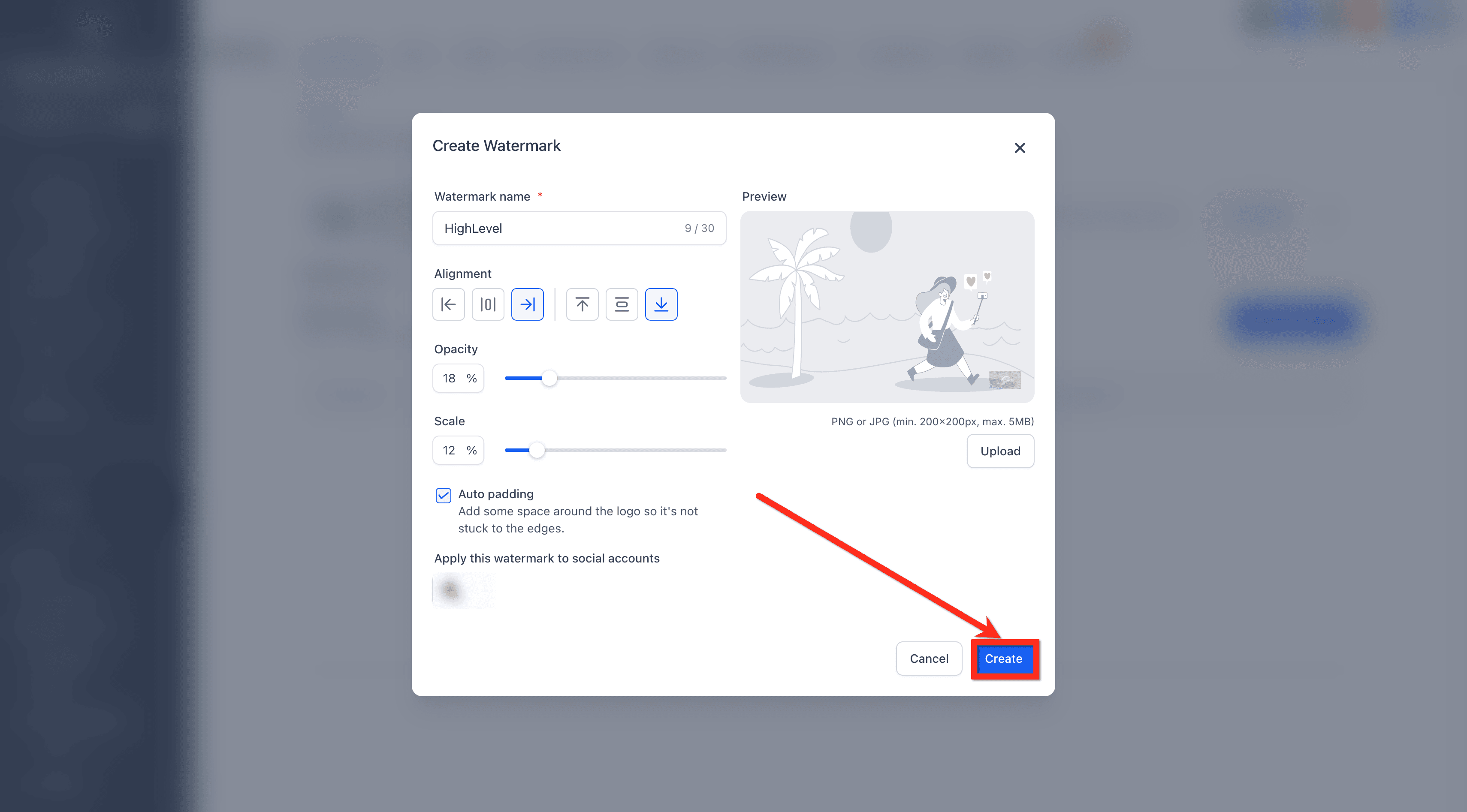 Schermata 7 — Social Planner - Come Aggiungere Più Watermark